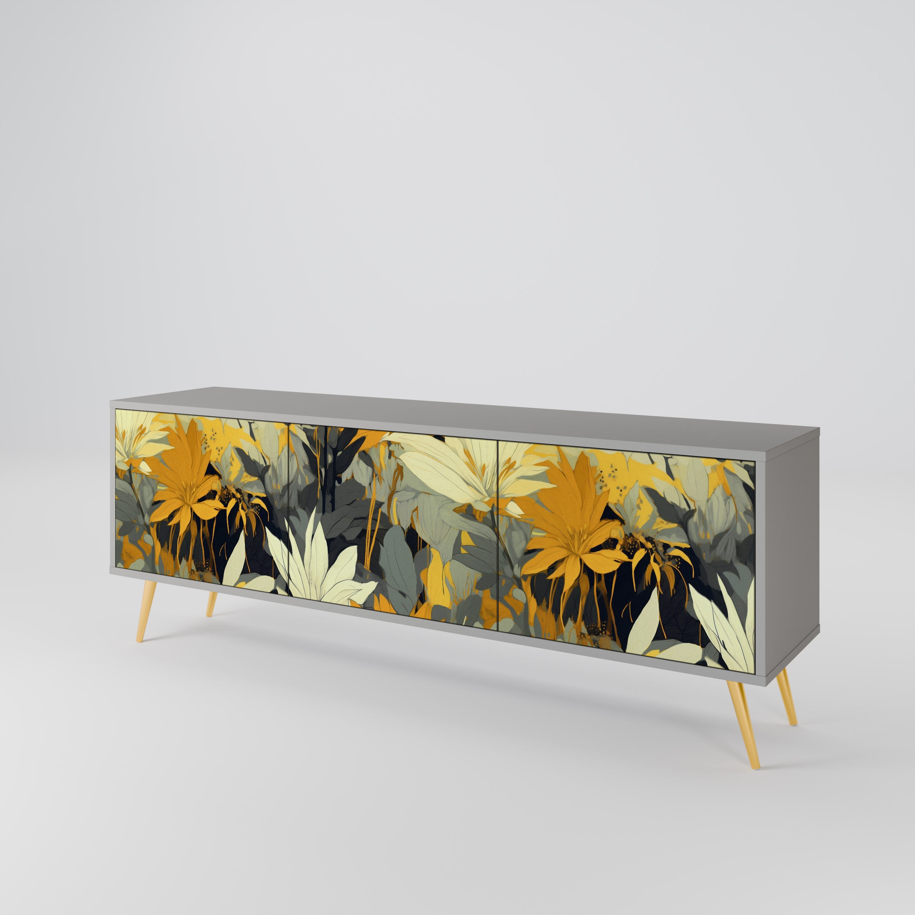 SUNKISSED LILY Móvel de TV com 3 Portas em Acabamento Cinzento