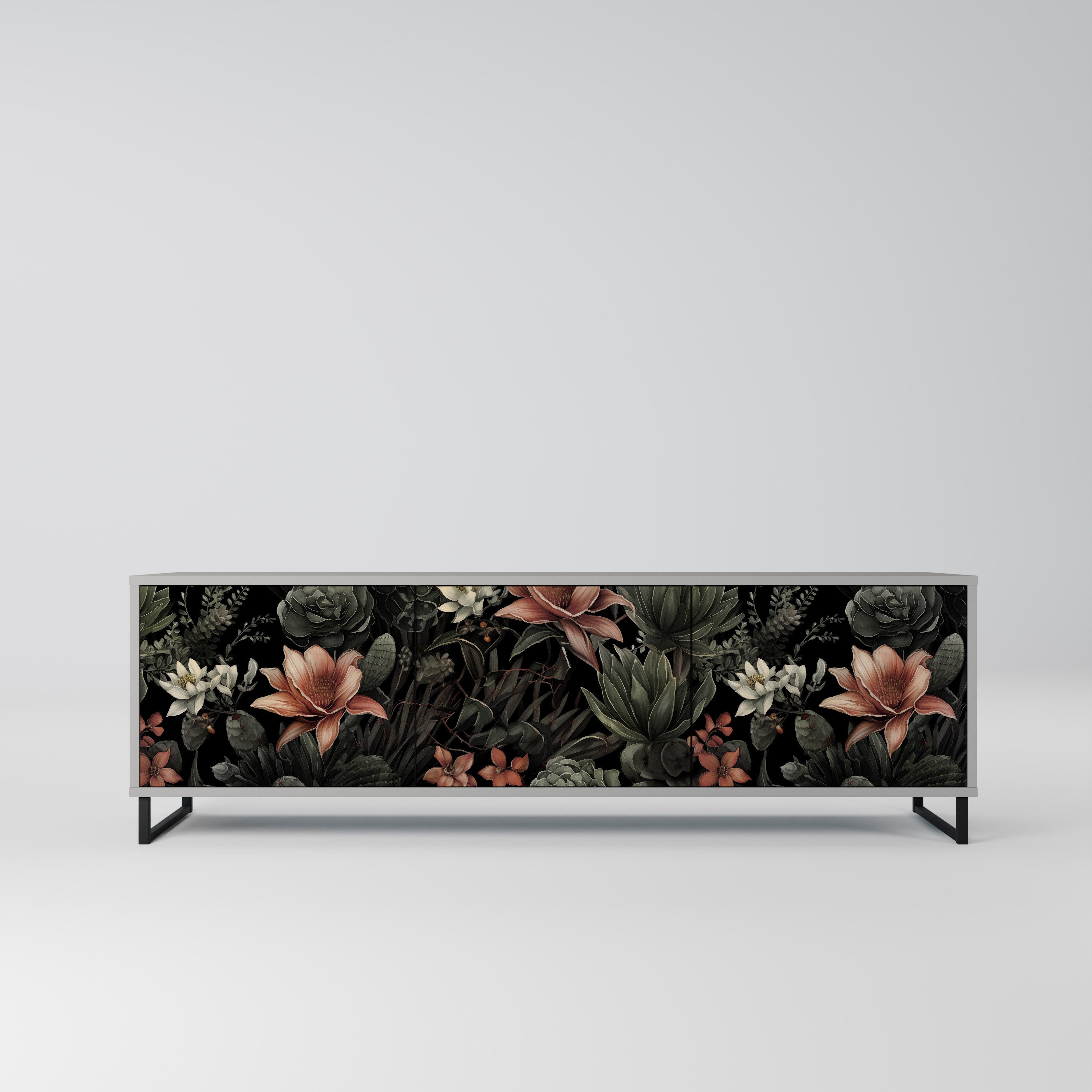 SECRET VERDURE Móvel de TV com 3 Portas em Acabamento Cinzento