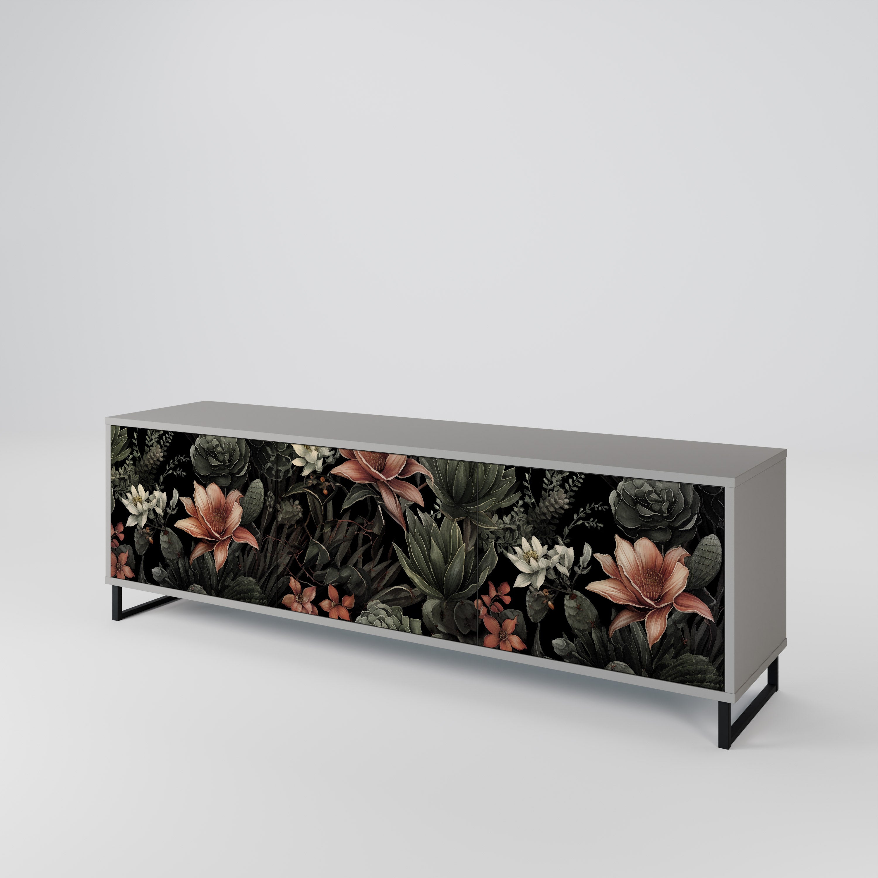 SECRET VERDURE Móvel de TV com 3 Portas em Acabamento Cinzento