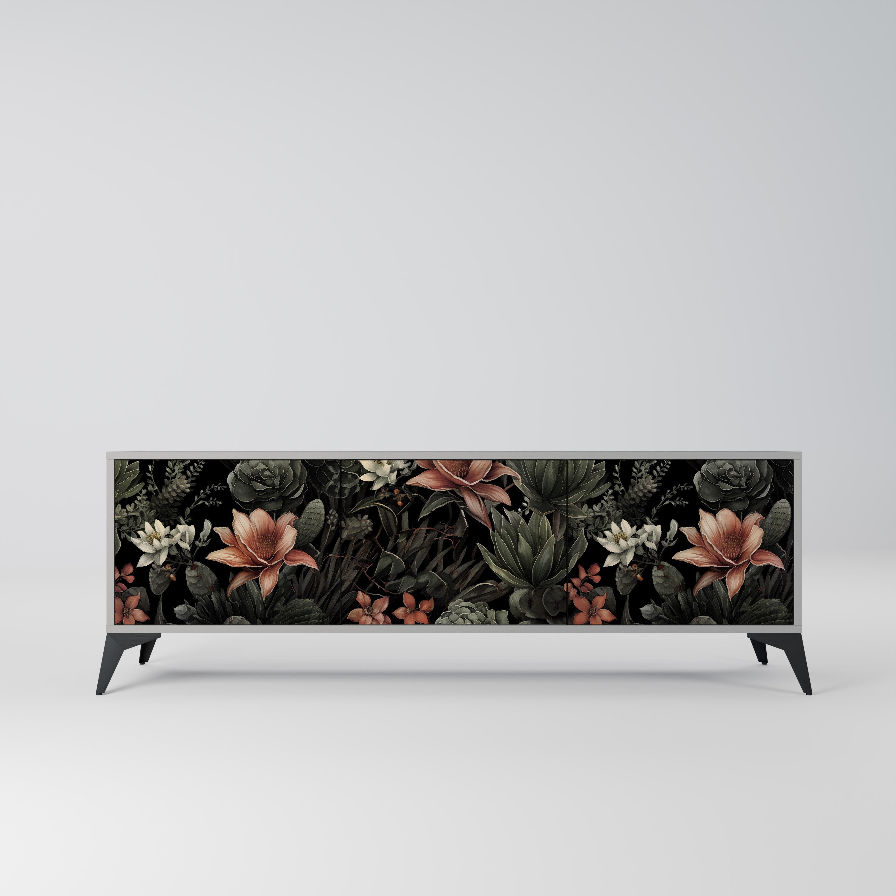 SECRET VERDURE Móvel de TV com 3 Portas em Acabamento Cinzento