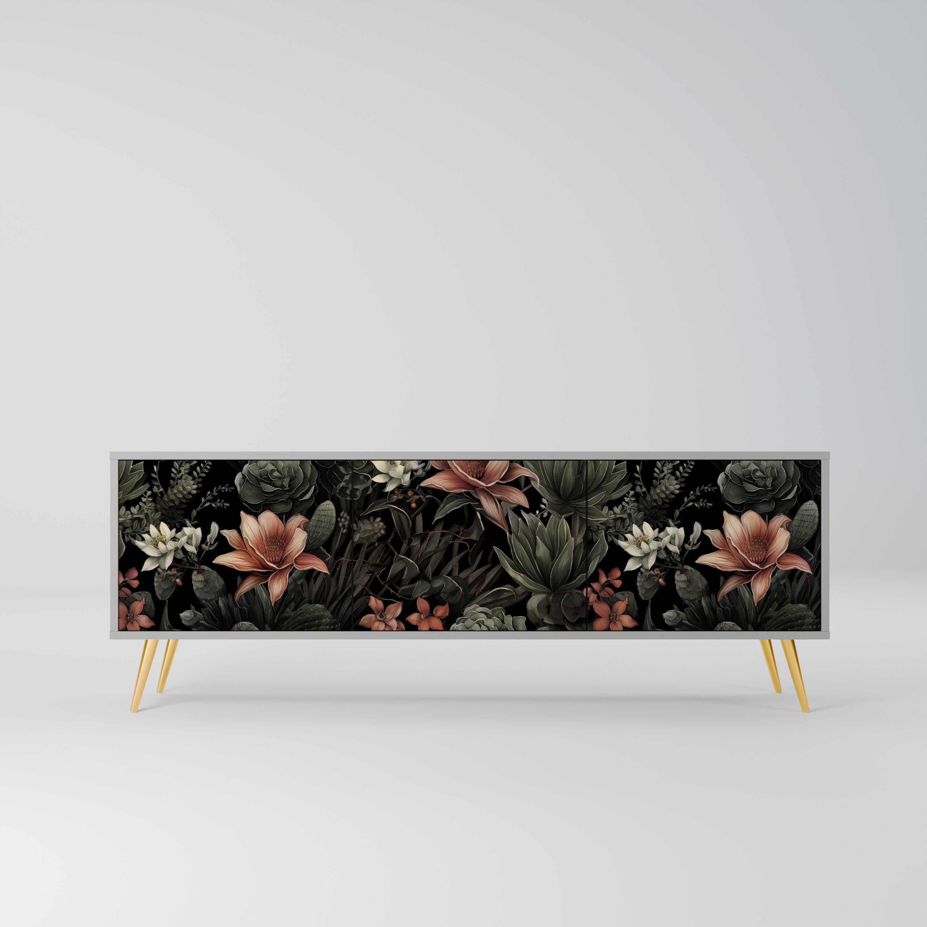 SECRET VERDURE Móvel de TV com 3 Portas em Acabamento Cinzento