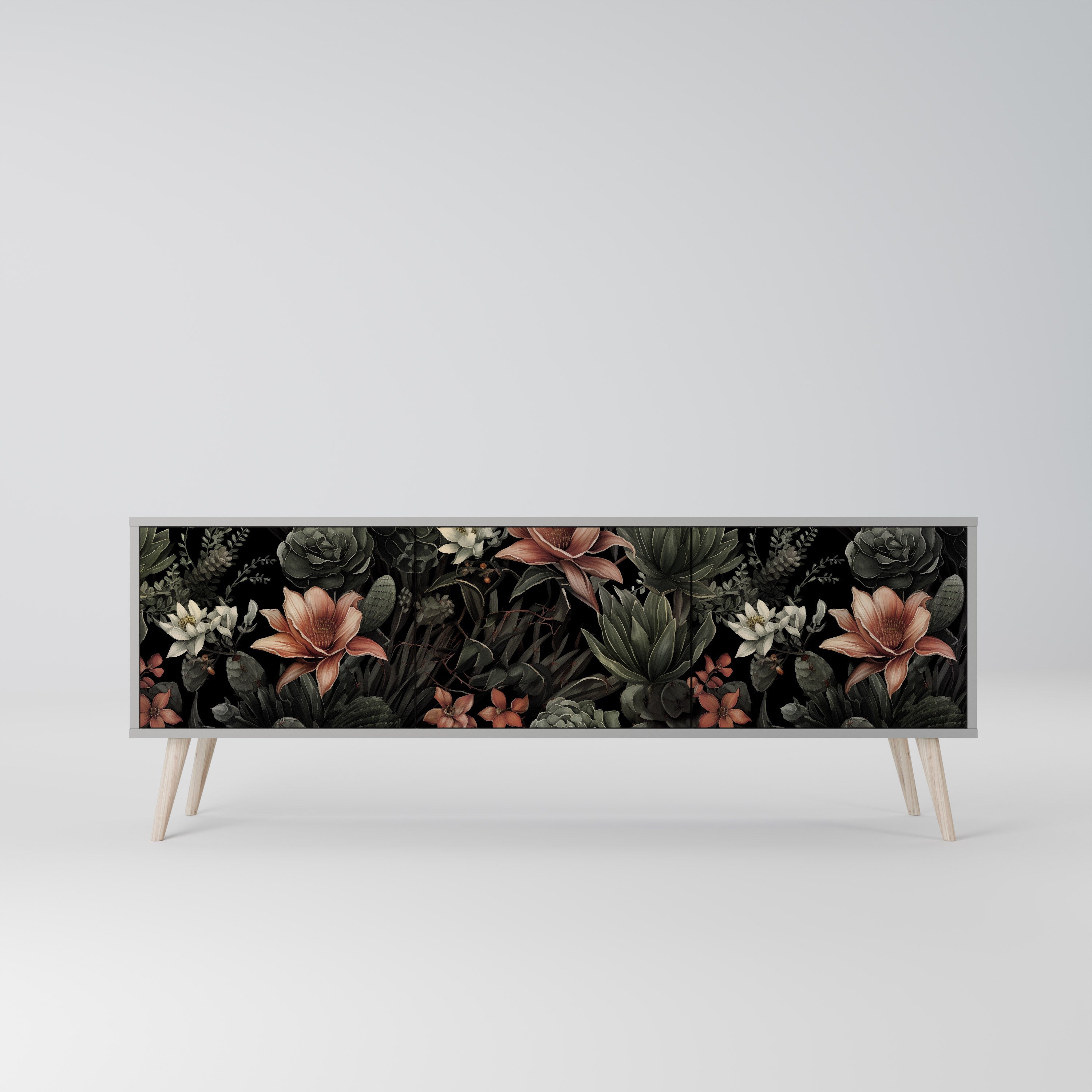 SECRET VERDURE Móvel de TV com 3 Portas em Acabamento Cinzento