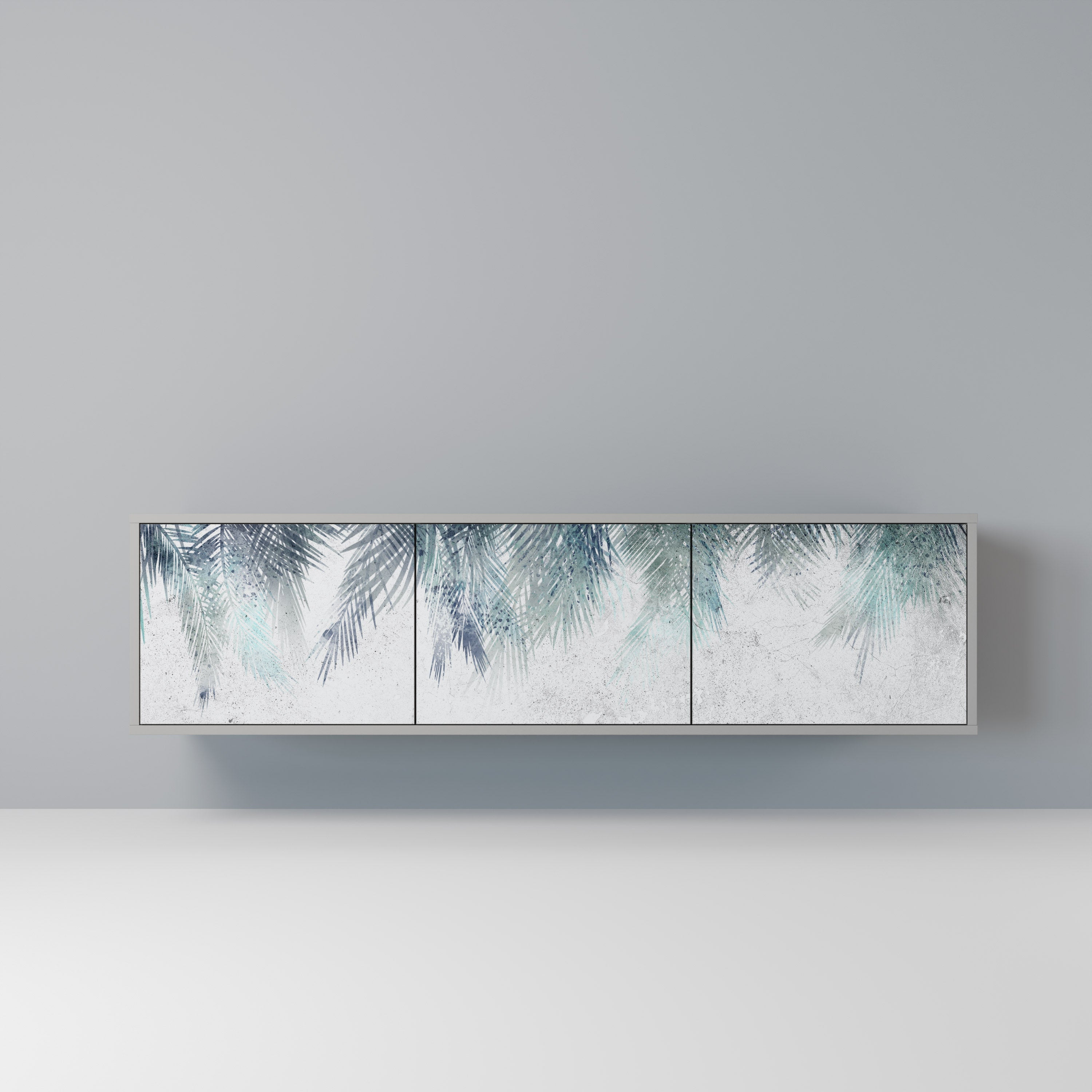 PALM VEIL Móvel de TV com 3 Portas em Acabamento Cinzento