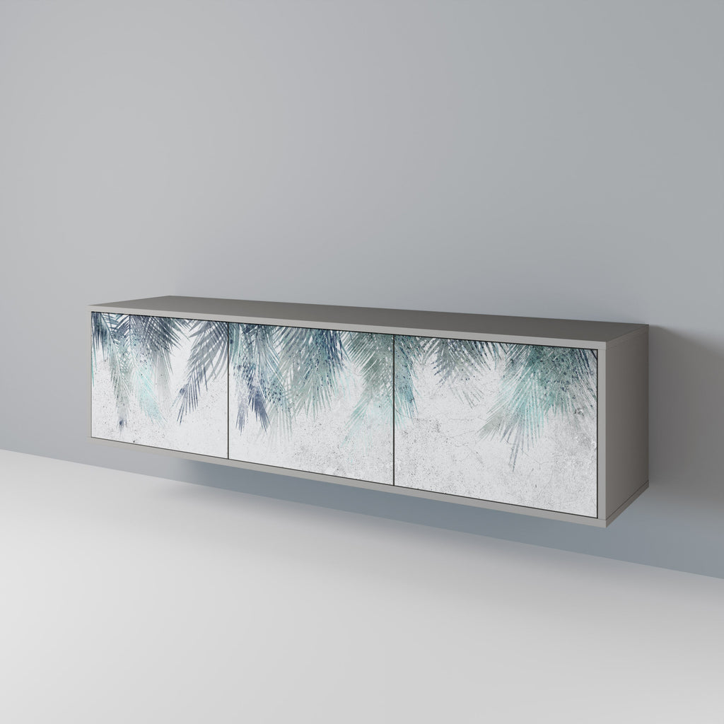 PALM VEIL Móvel de TV com 3 Portas em Acabamento Cinzento