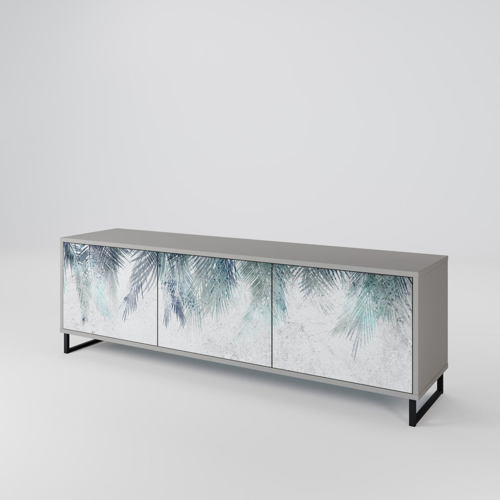 PALM VEIL Móvel de TV com 3 Portas em Acabamento Cinzento