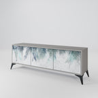 PALM VEIL Móvel de TV com 3 Portas em Acabamento Cinzento