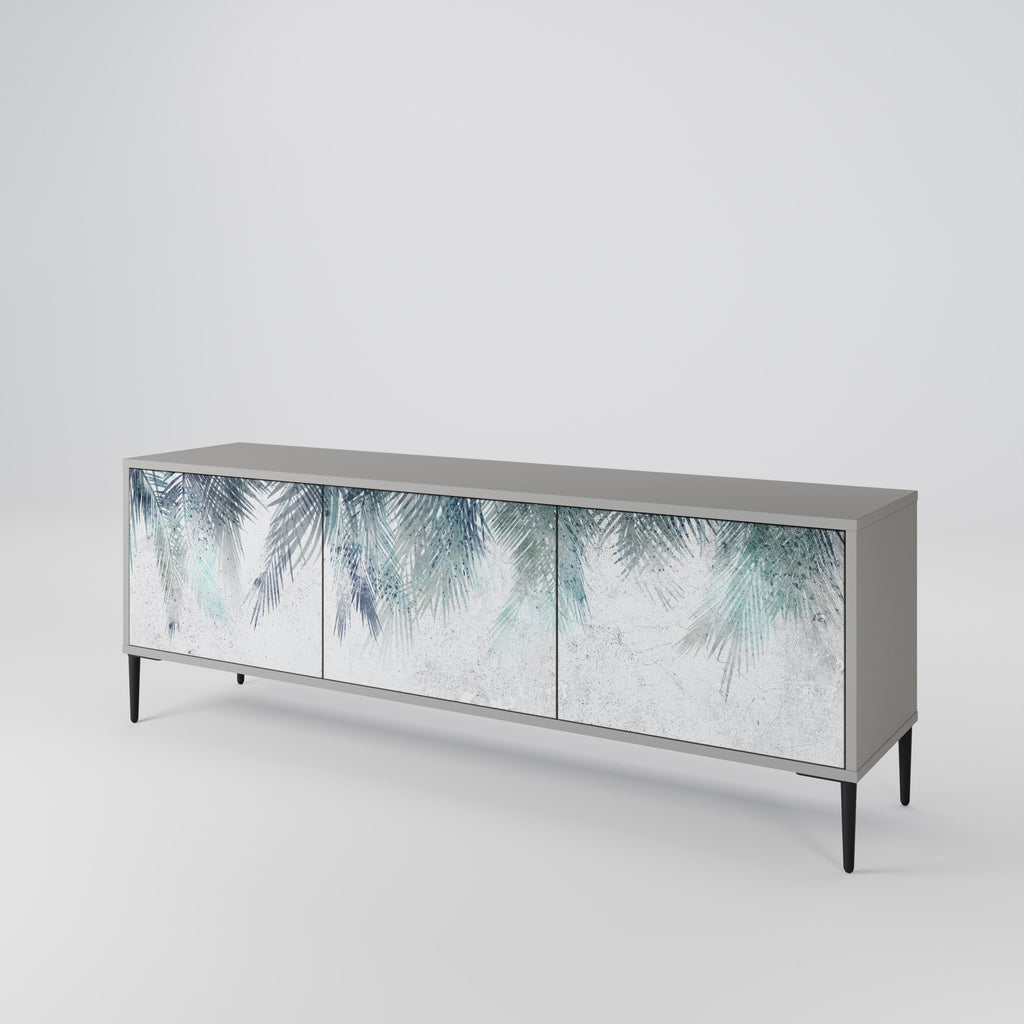 PALM VEIL Móvel de TV com 3 Portas em Acabamento Cinzento