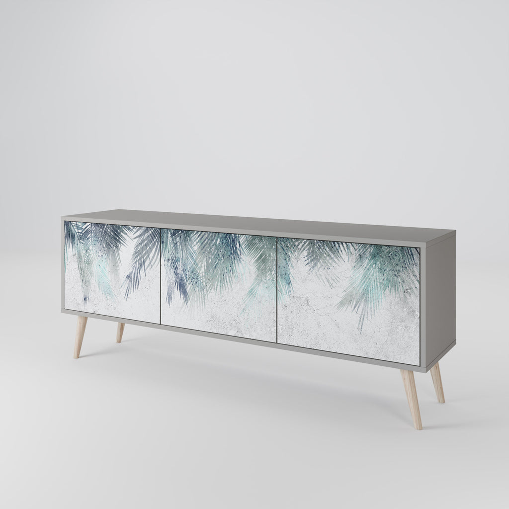 PALM VEIL Móvel de TV com 3 Portas em Acabamento Cinzento