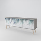 PALM VEIL Móvel de TV com 3 Portas em Acabamento Cinzento