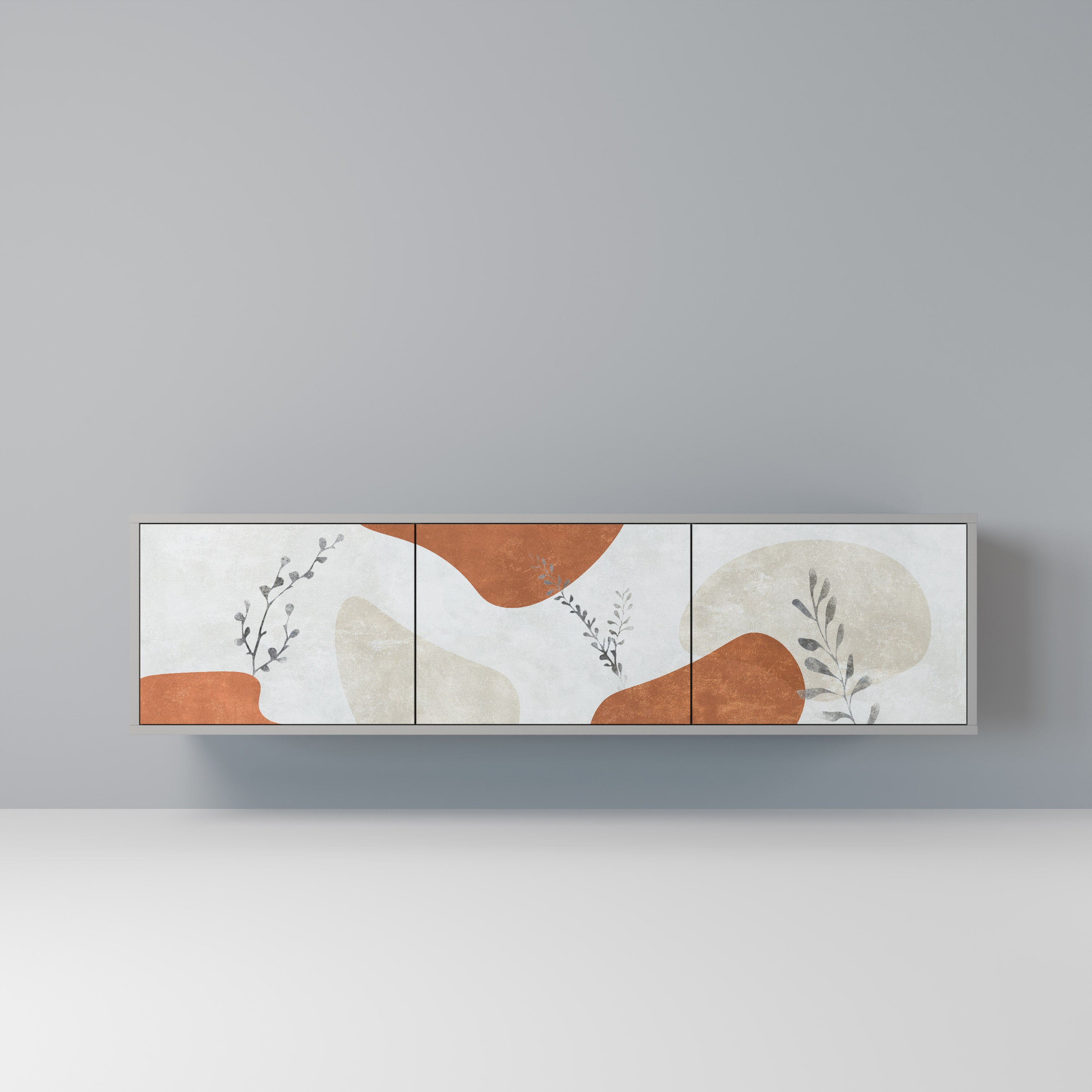 TRANQUIL TWIG Móvel de TV com 3 Portas em Acabamento Cinzento