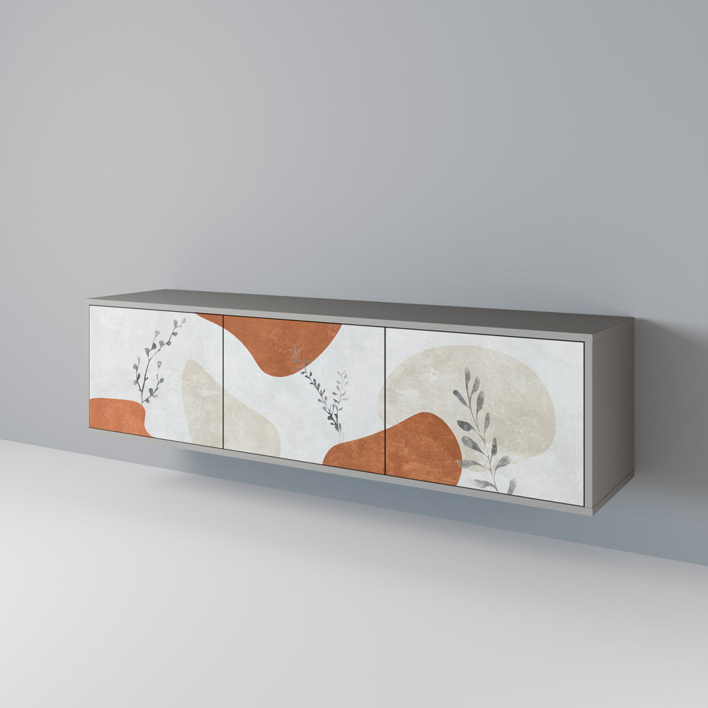 TRANQUIL TWIG 3-Door TV Stand in Grey Finish