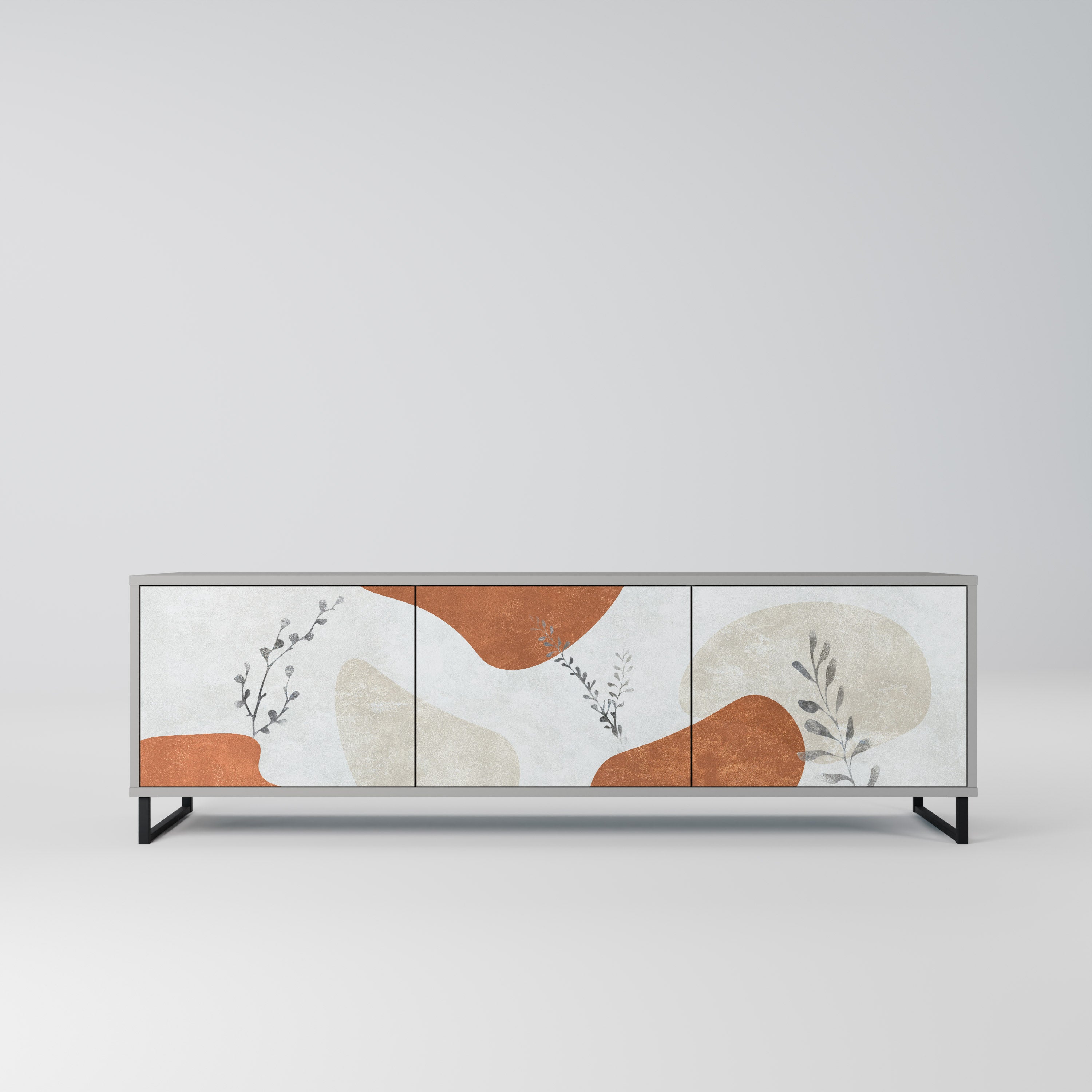 TRANQUIL TWIG Móvel de TV com 3 Portas em Acabamento Cinzento