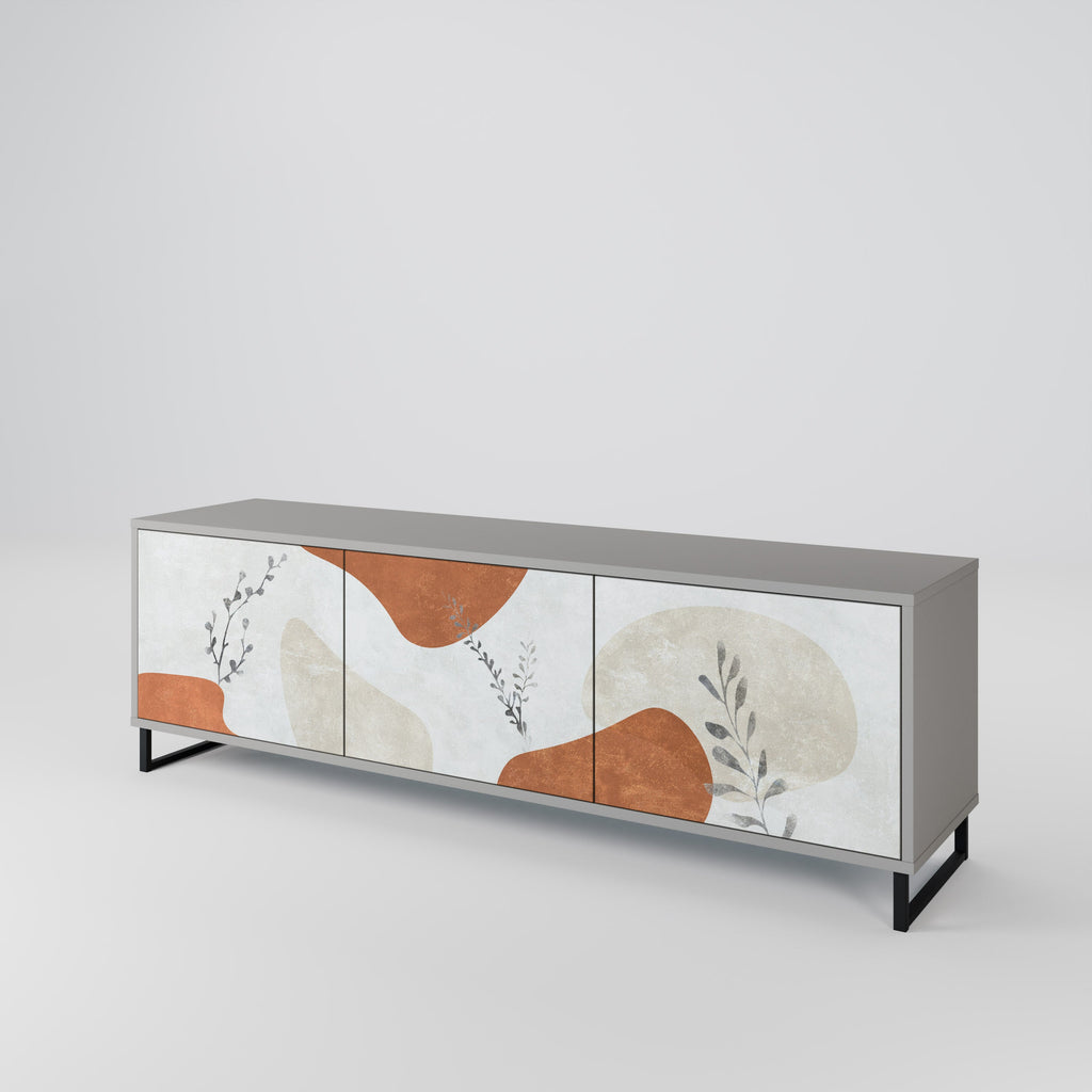 TRANQUIL TWIG 3-Door TV Stand in Grey Finish