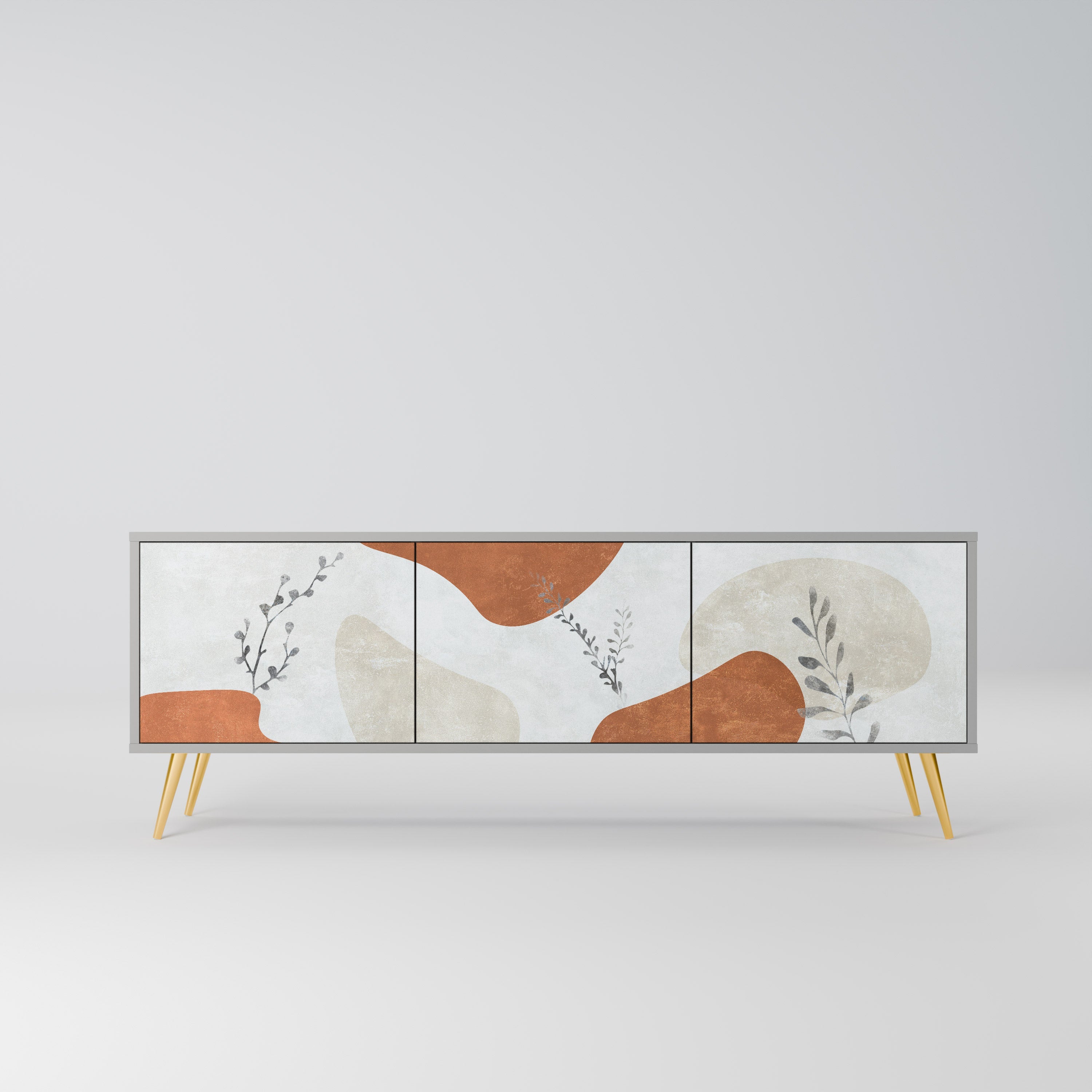 TRANQUIL TWIG Móvel de TV com 3 Portas em Acabamento Cinzento