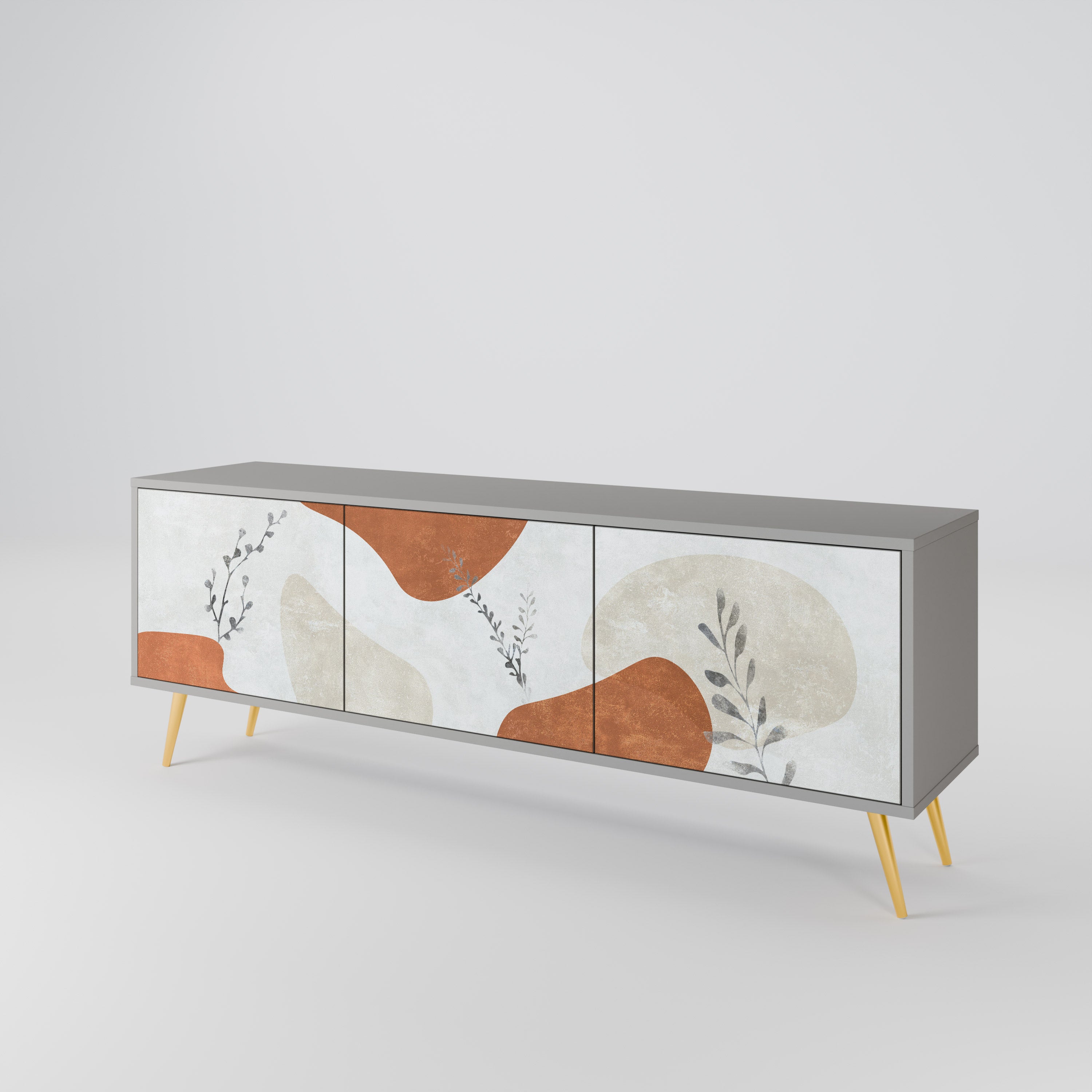 TRANQUIL TWIG Móvel de TV com 3 Portas em Acabamento Cinzento