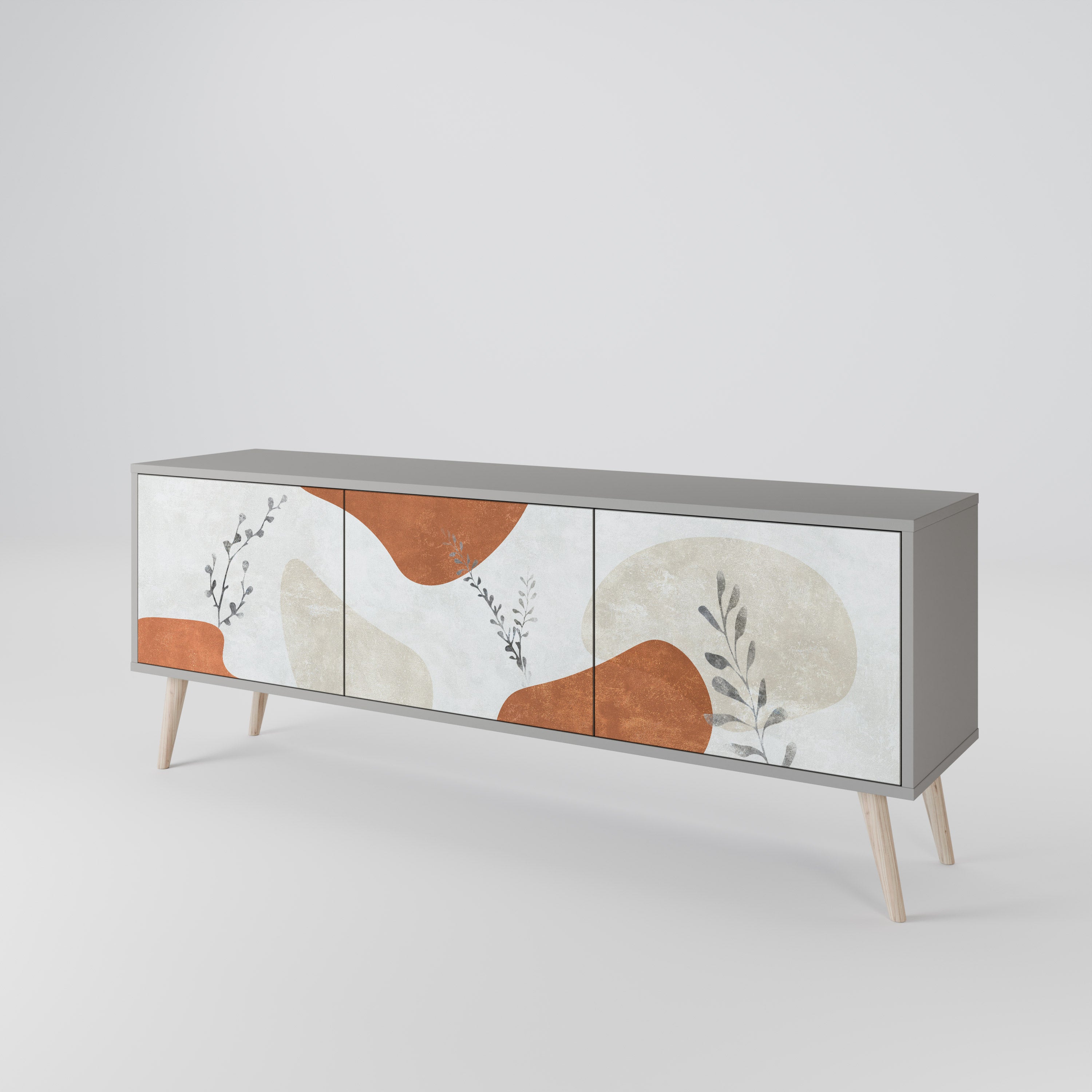 TRANQUIL TWIG Móvel de TV com 3 Portas em Acabamento Cinzento