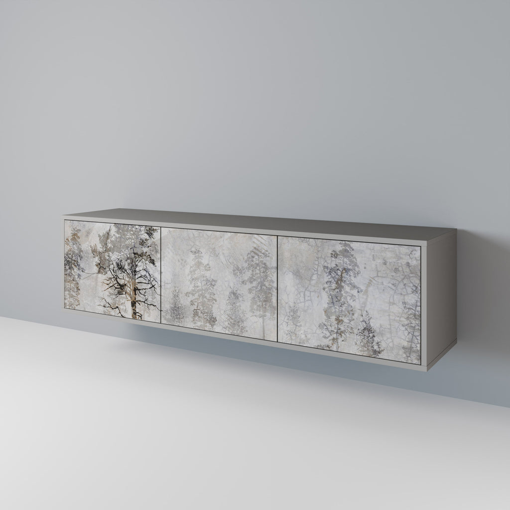 FADE IN THE TREES 3-Door TV Stand in Grey Finish