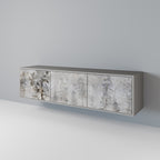 FADE IN THE TREES 3-Door TV Stand in Grey Finish