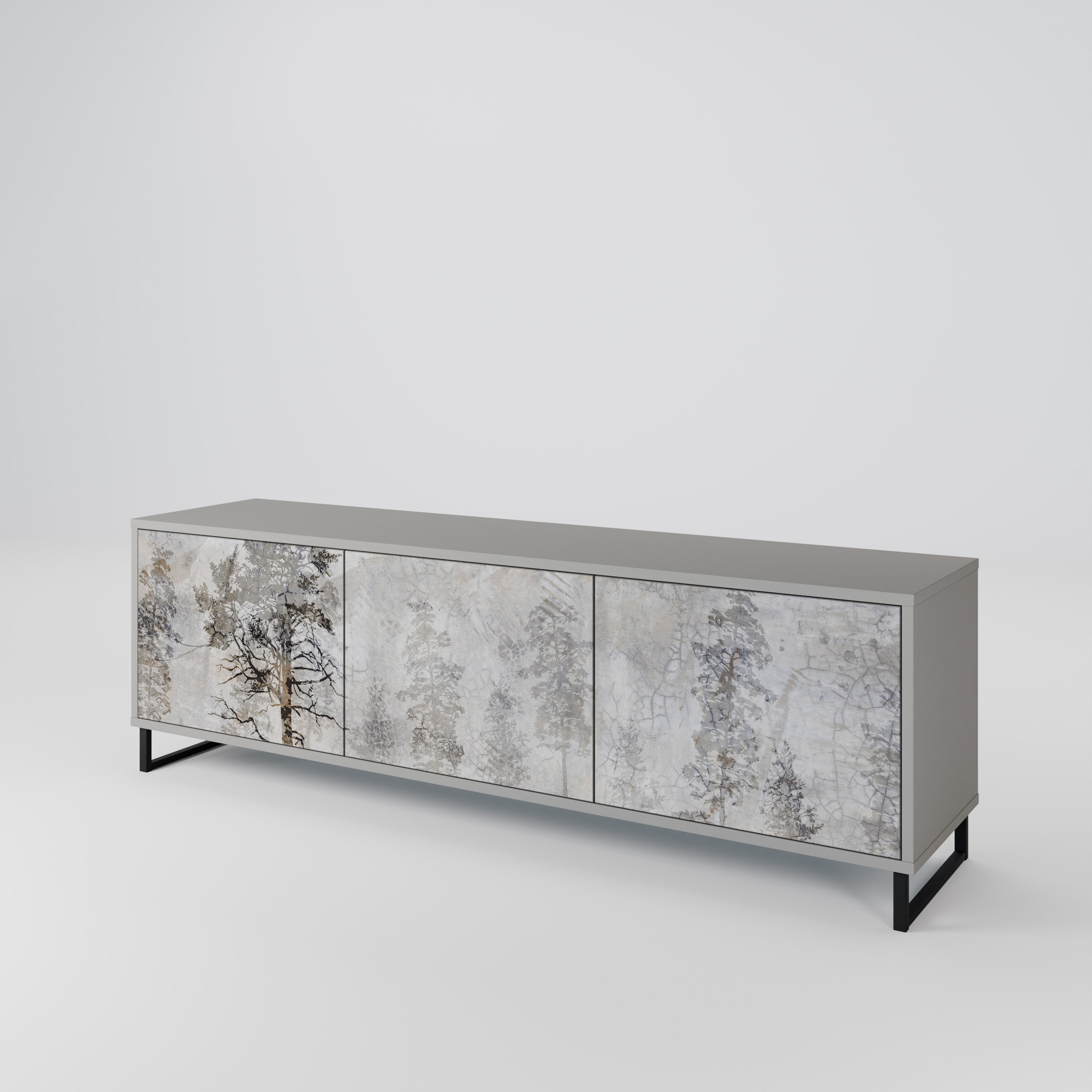 FADE IN THE TREES 3-Door TV Stand in Grey Finish