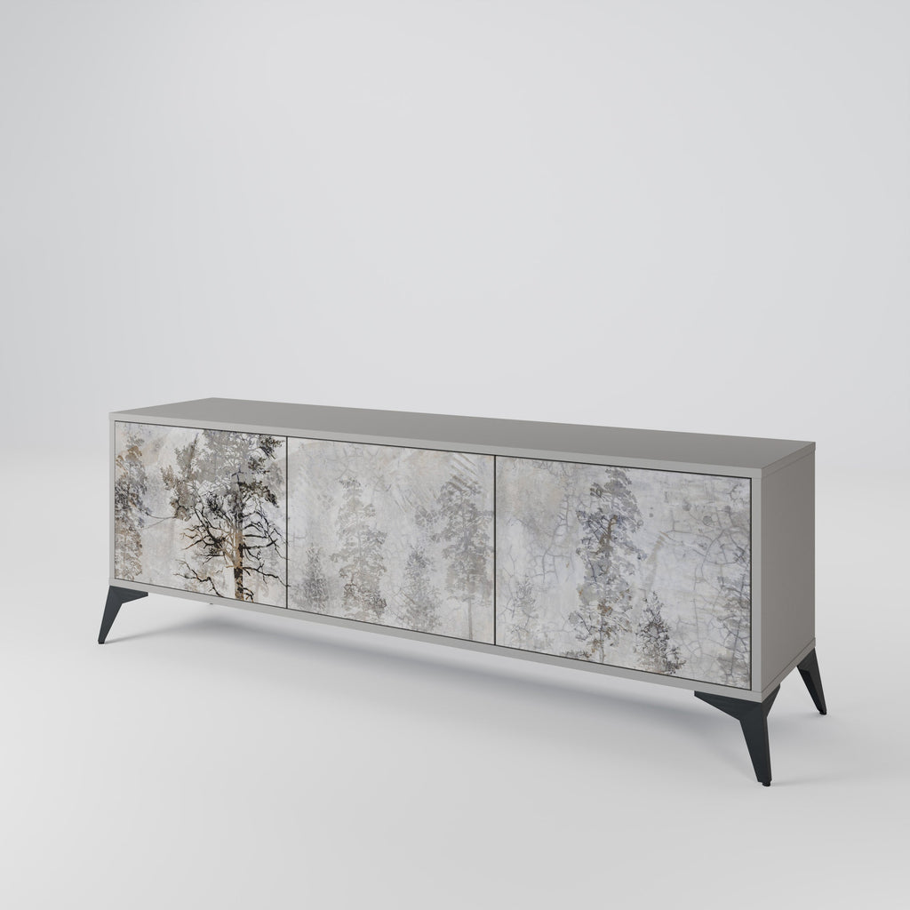 FADE IN THE TREES 3-Door TV Stand in Grey Finish