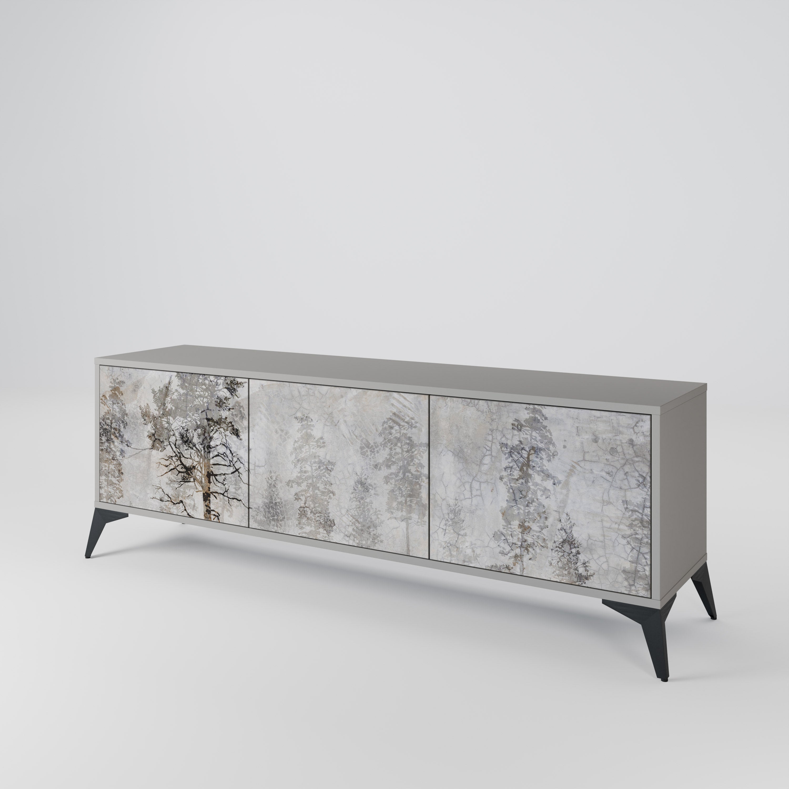 FADE IN THE TREES Móvel de TV com 3 Portas em Acabamento Cinzento