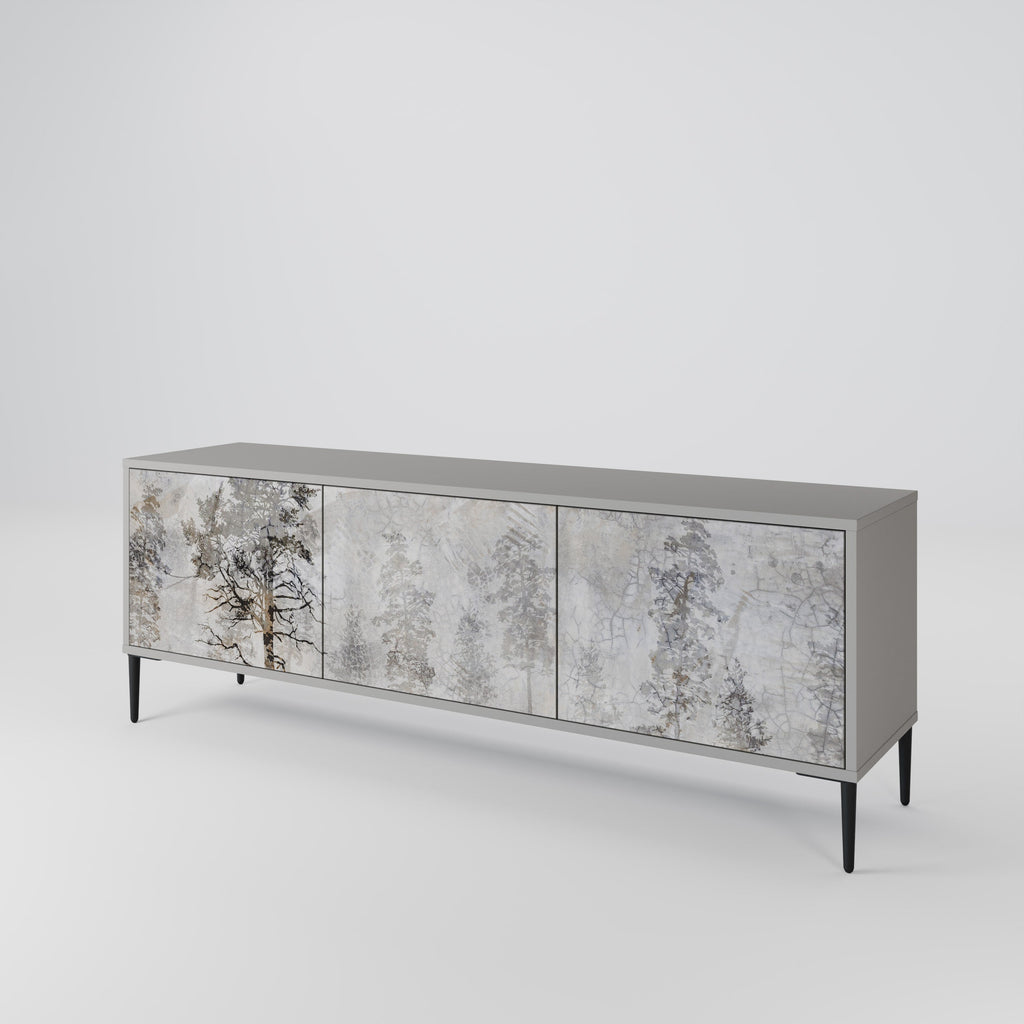 FADE IN THE TREES 3-Door TV Stand in Grey Finish