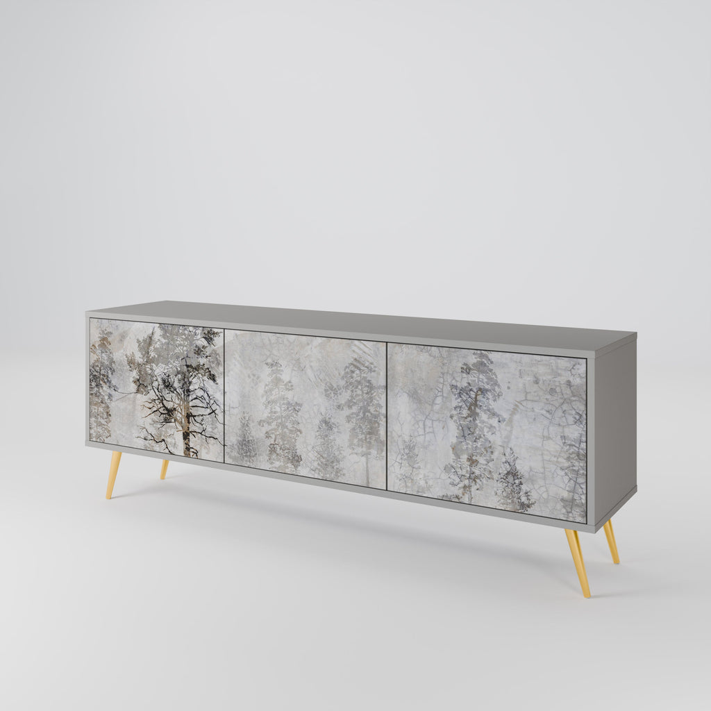 FADE IN THE TREES 3-Door TV Stand in Grey Finish