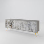 FADE IN THE TREES 3-Door TV Stand in Grey Finish