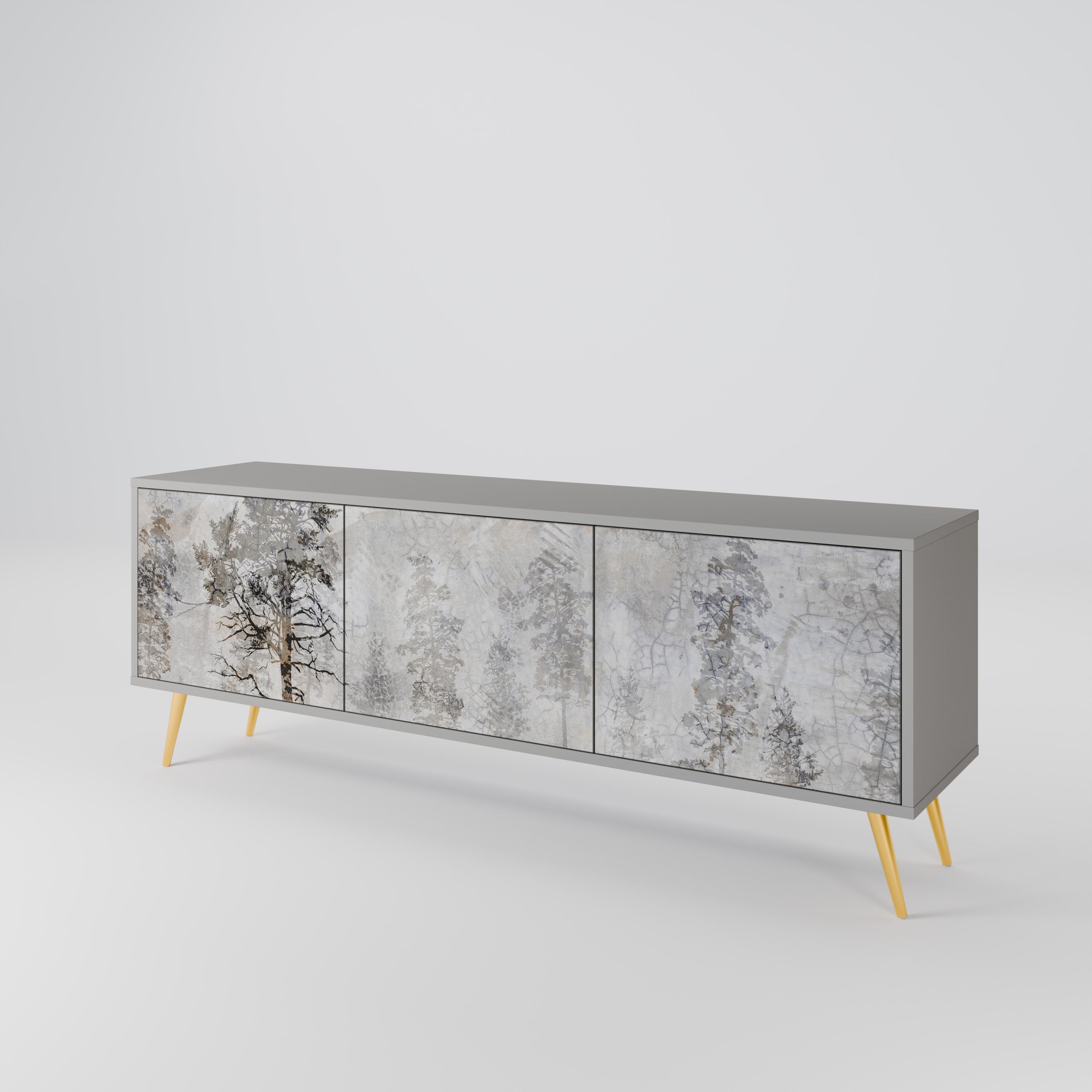 FADE IN THE TREES Móvel de TV com 3 Portas em Acabamento Cinzento