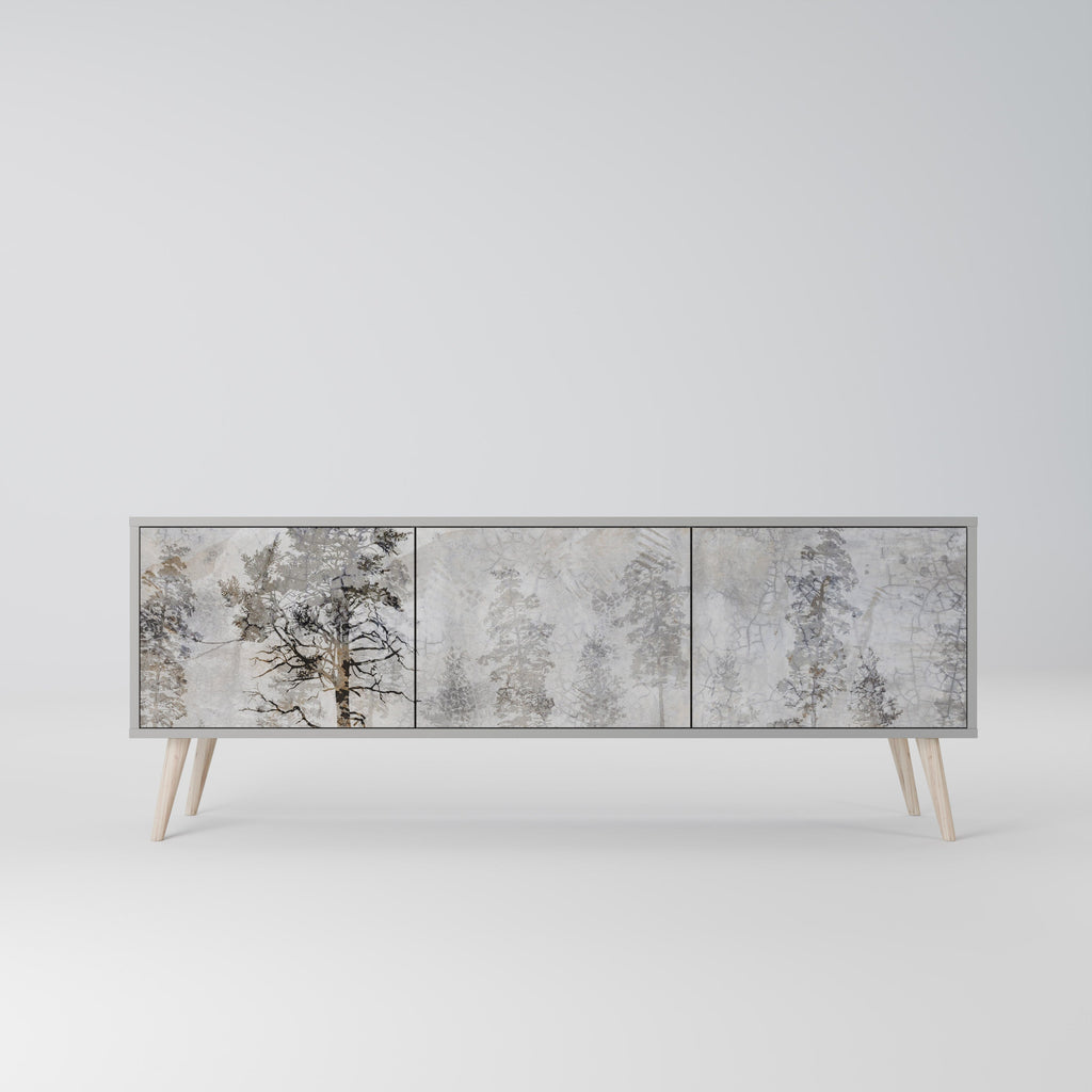 FADE IN THE TREES 3-Door TV Stand in Grey Finish