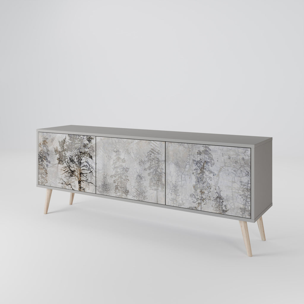 FADE IN THE TREES 3-Door TV Stand in Grey Finish