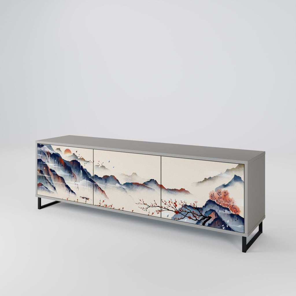 JAPANESE LANDSCAPE Móvel de TV com 3 Portas em Acabamento Cinzento
