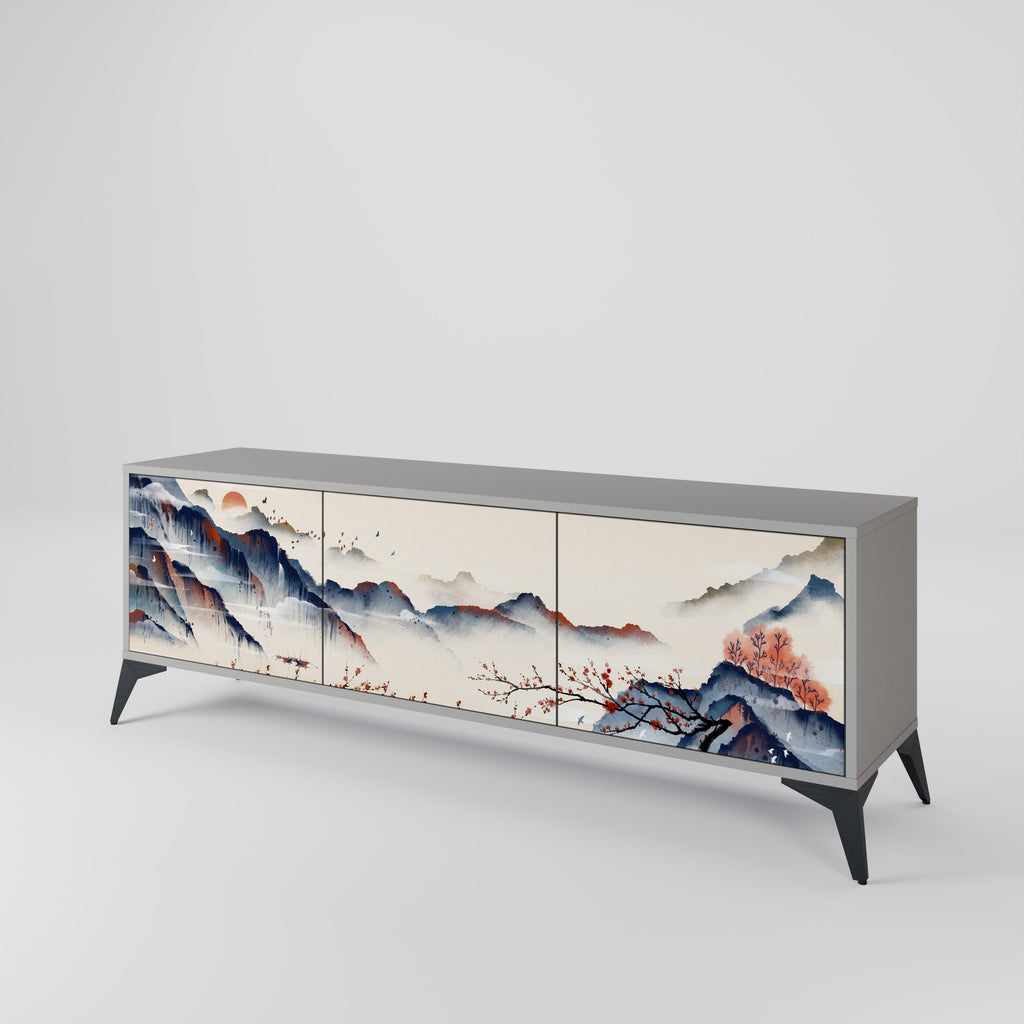 JAPANESE LANDSCAPE Móvel de TV com 3 Portas em Acabamento Cinzento