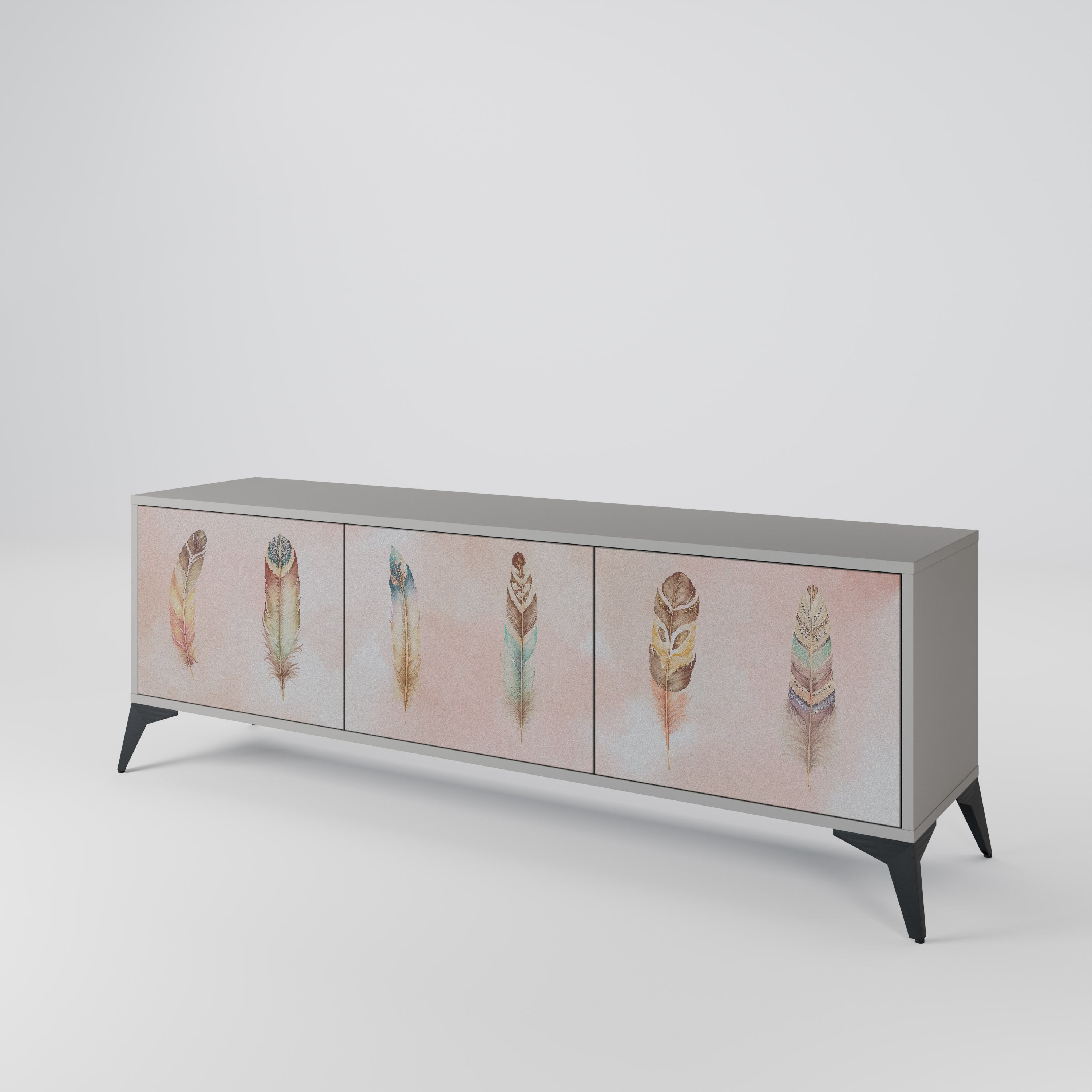 THE DELIQUESCE Móvel de TV com 3 Portas em Acabamento Cinzento