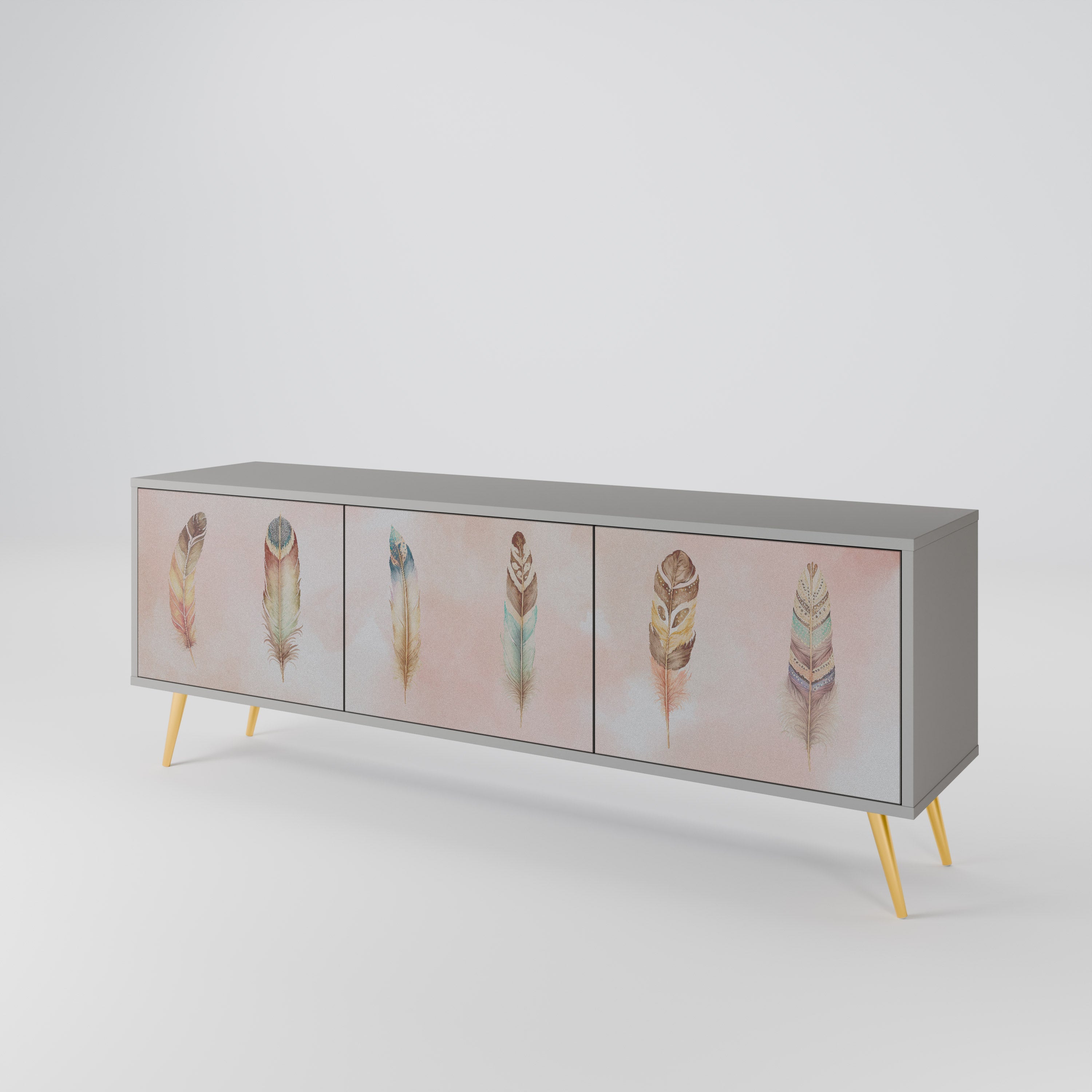 THE DELIQUESCE Móvel de TV com 3 Portas em Acabamento Cinzento