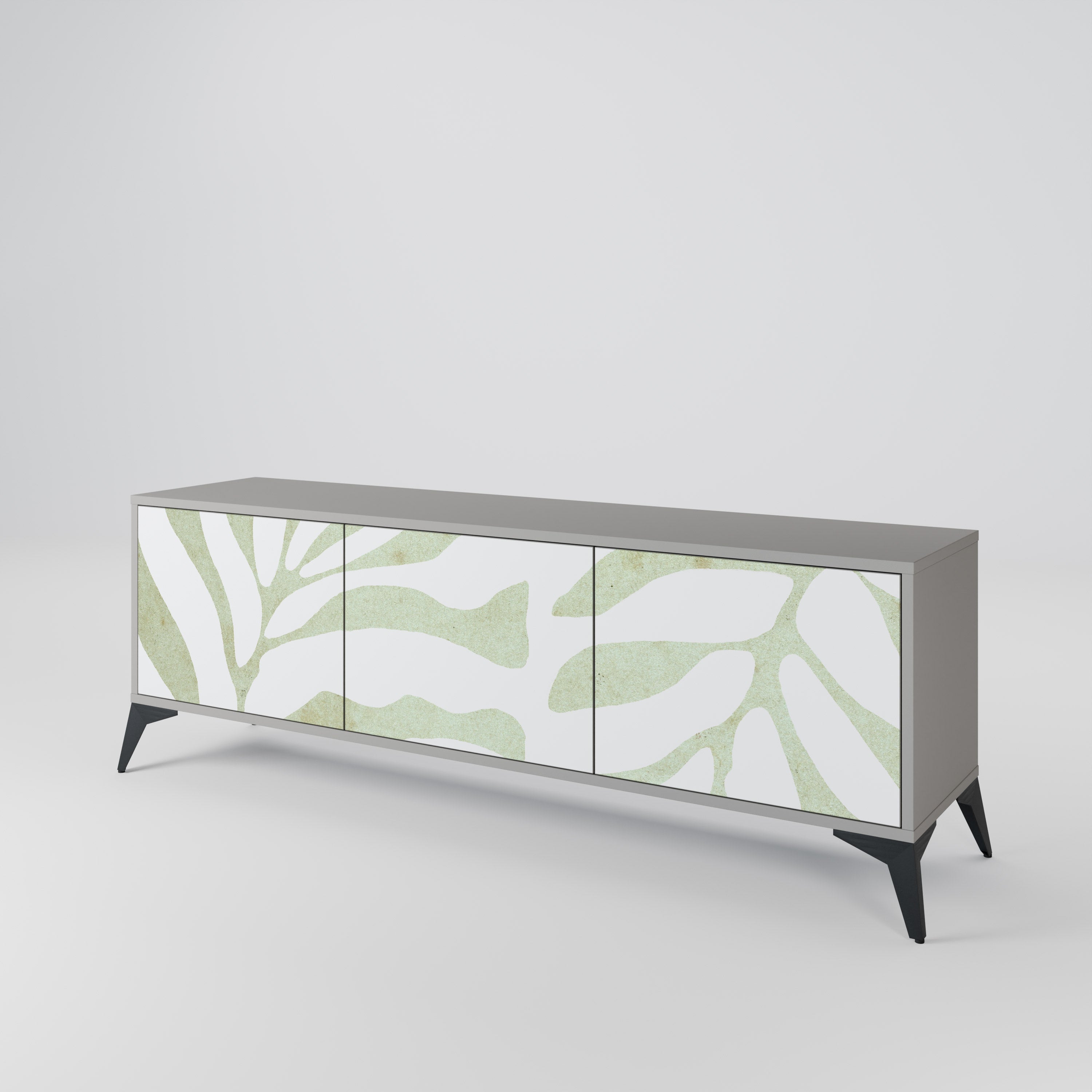 BOTANICAL SPARK Móvel de TV com 3 Portas em Acabamento Cinzento