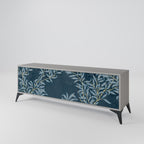 BLUE LEAVES 3-Door TV Stand in Grey Finish