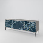 BLUE LEAVES 3-Door TV Stand in Grey Finish