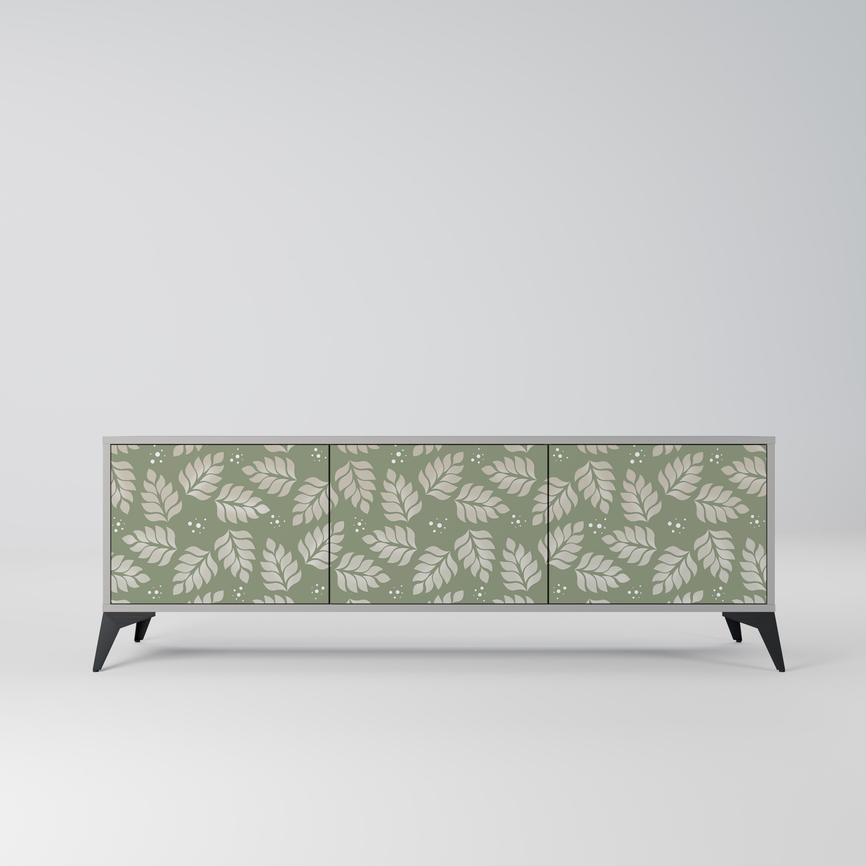 LEAVES ON GREEN Móvel de TV com 3 Portas em Acabamento Cinzento