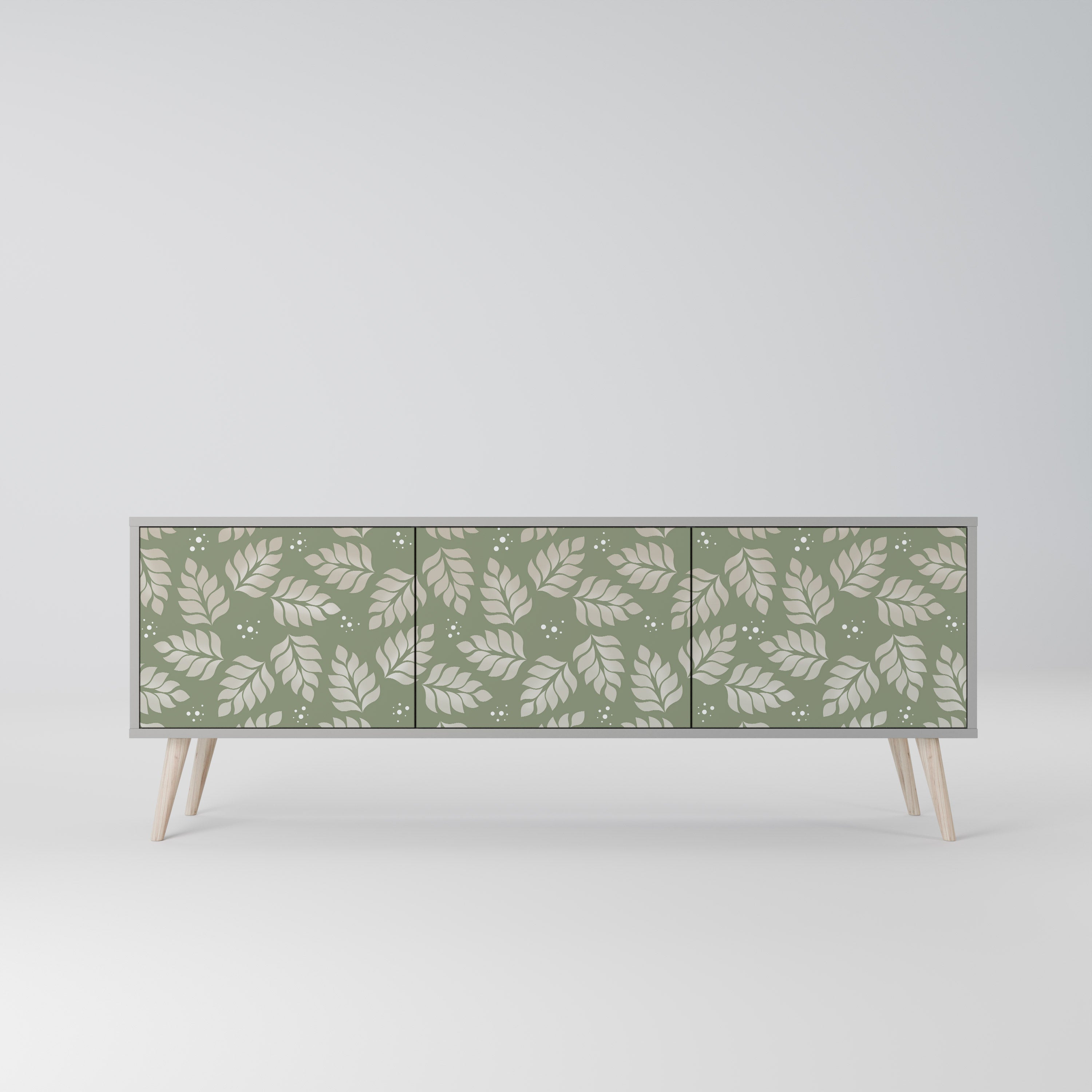 LEAVES ON GREEN Móvel de TV com 3 Portas em Acabamento Cinzento