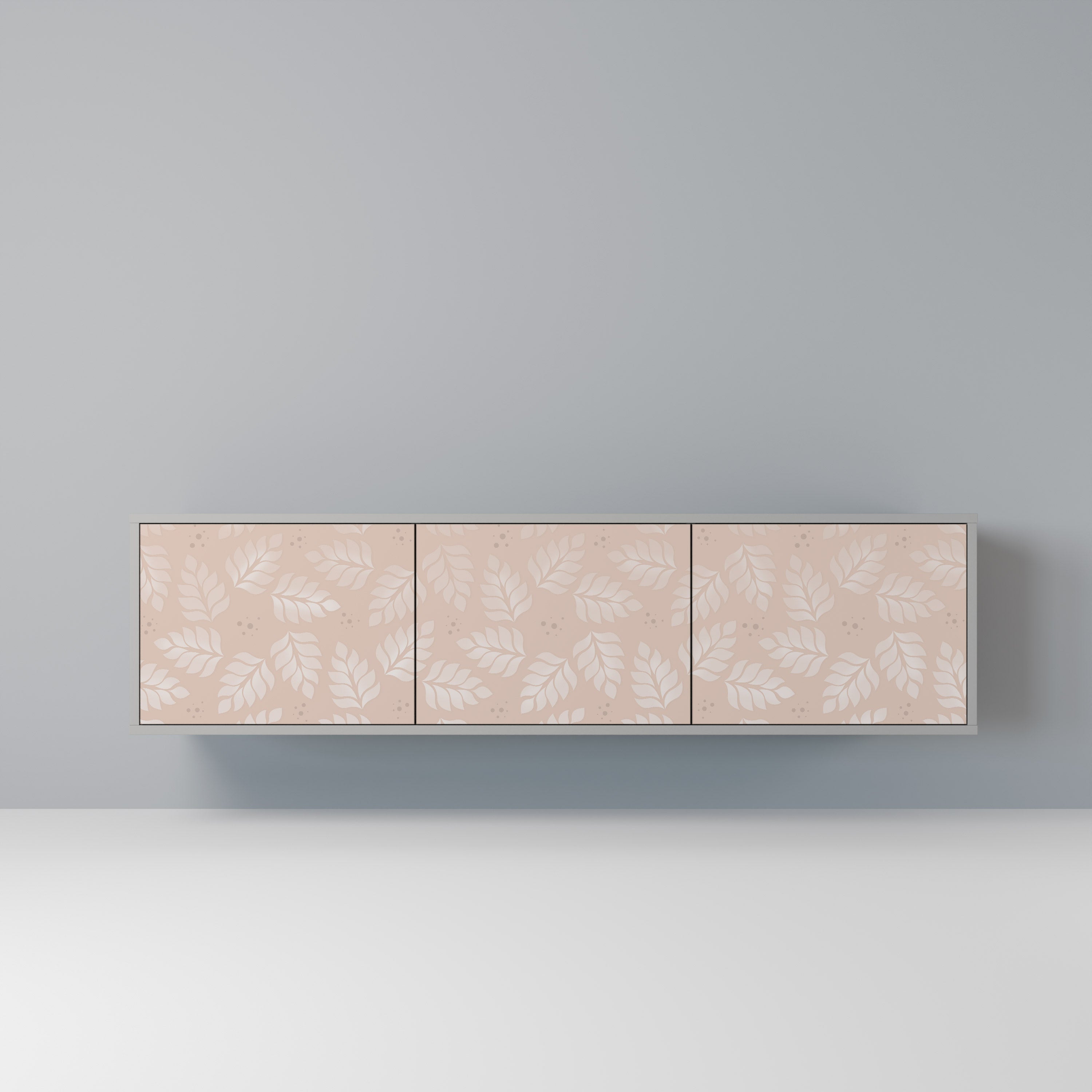 LEAVES ON BEIGE Móvel de TV com 3 Portas em Acabamento Cinzento