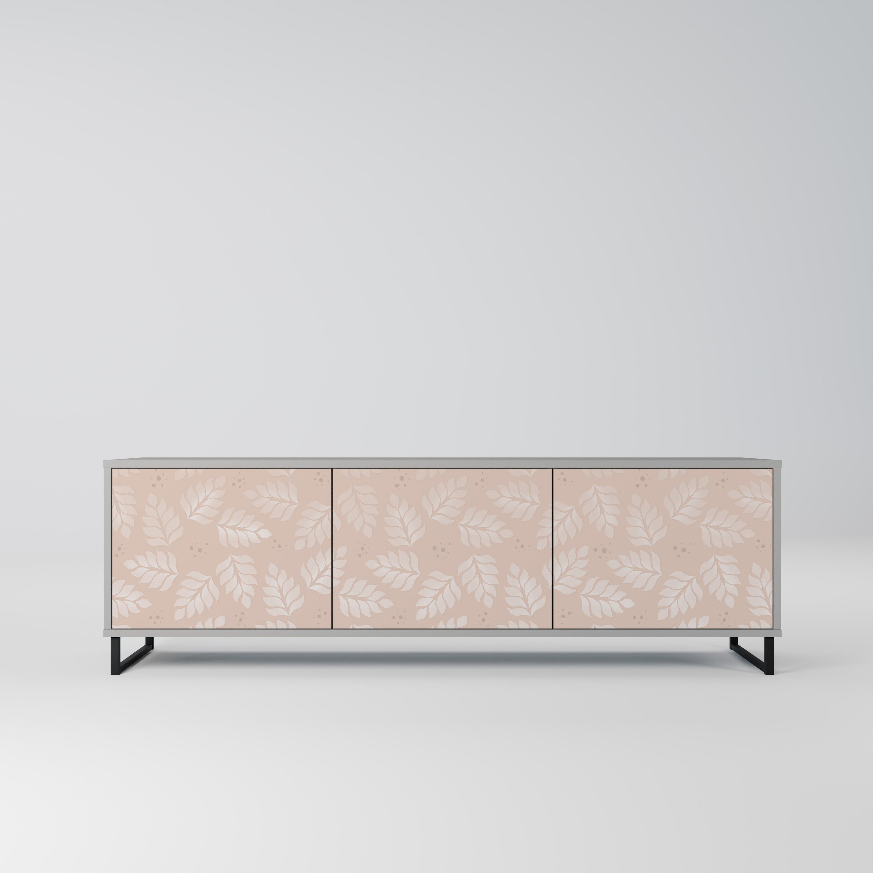 LEAVES ON BEIGE Móvel de TV com 3 Portas em Acabamento Cinzento