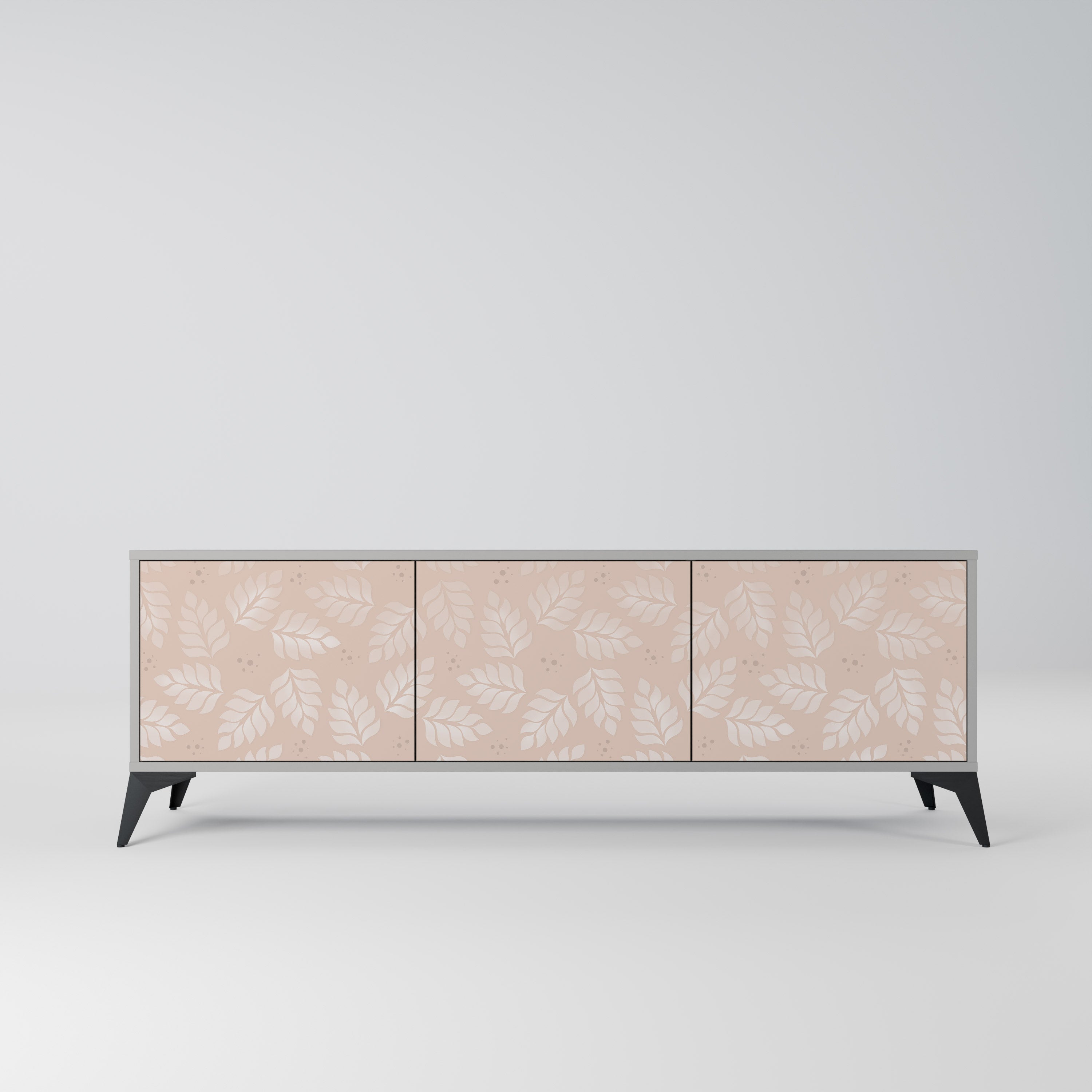 LEAVES ON BEIGE Móvel de TV com 3 Portas em Acabamento Cinzento