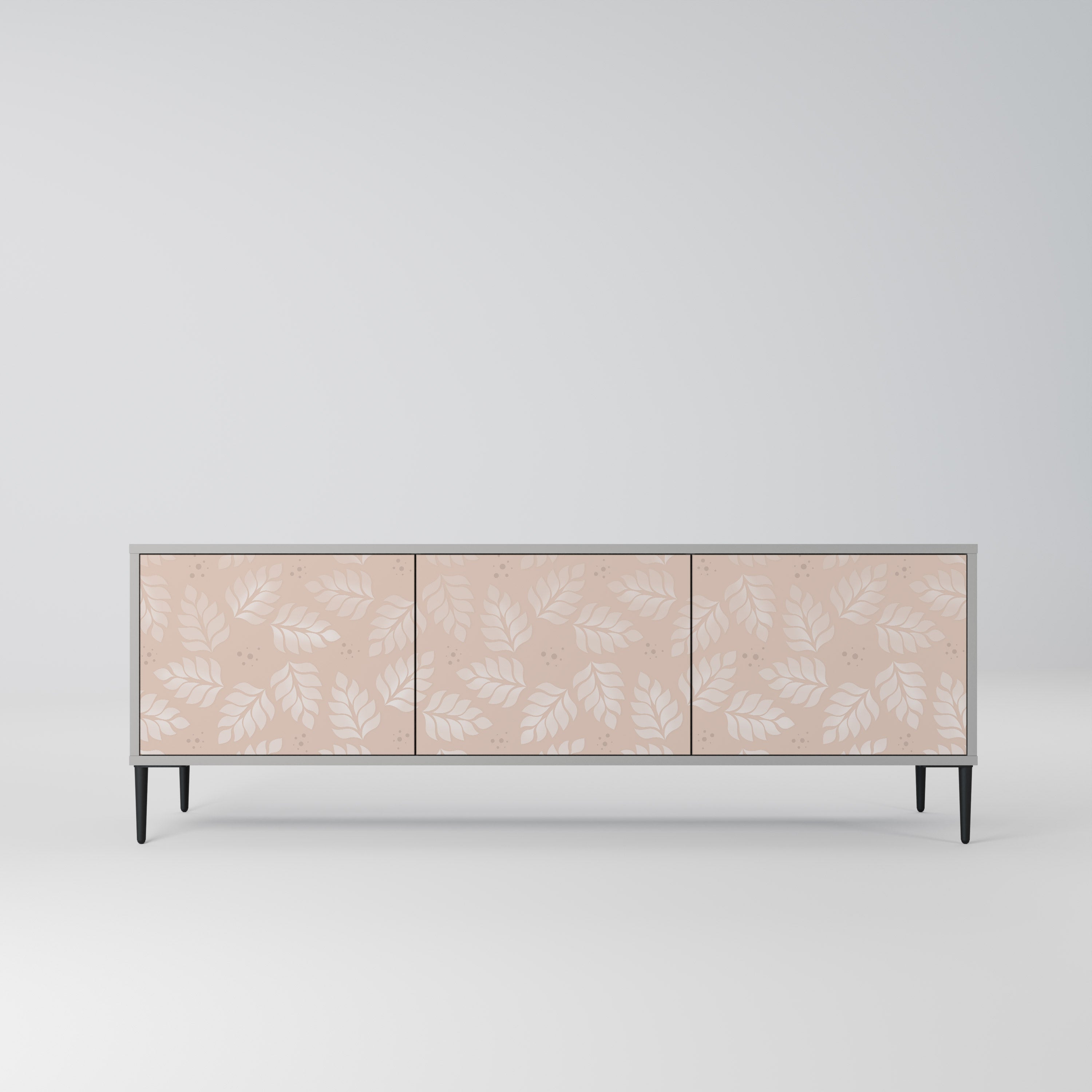 LEAVES ON BEIGE Móvel de TV com 3 Portas em Acabamento Cinzento