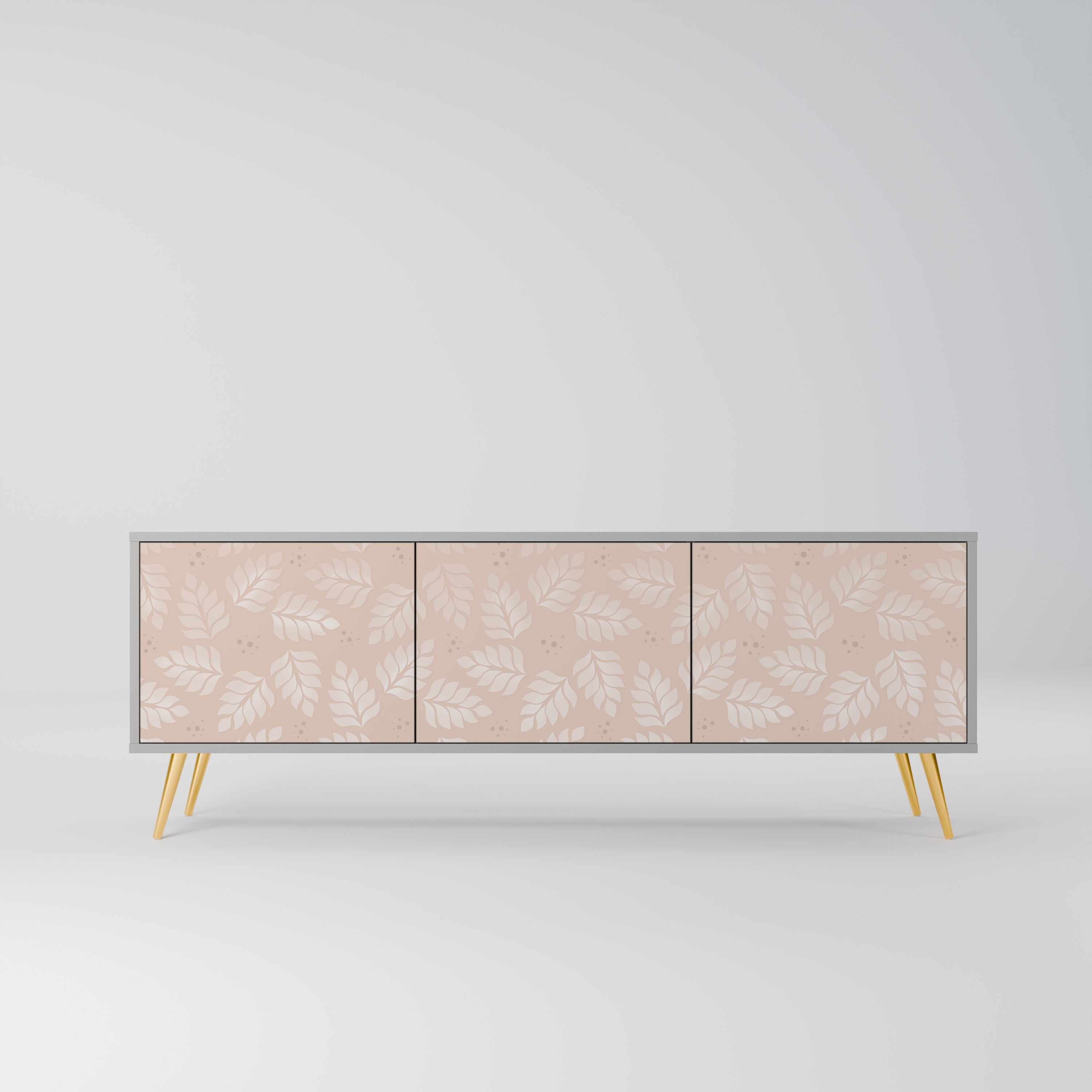 LEAVES ON BEIGE Móvel de TV com 3 Portas em Acabamento Cinzento