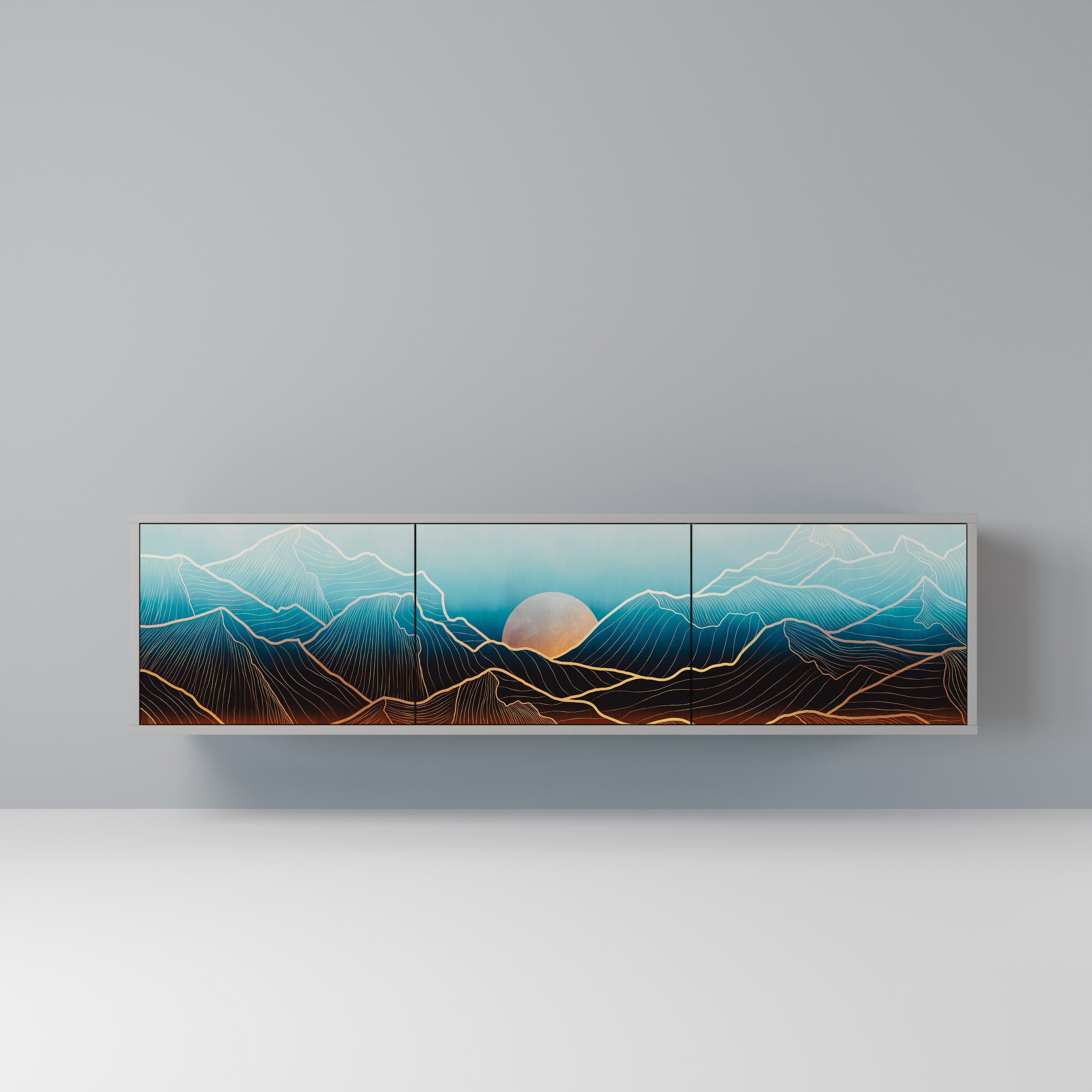 LUNAR SECRETS Móvel de TV com 3 Portas em Acabamento Cinzento