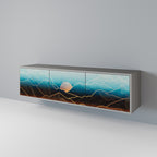 LUNAR SECRETS 3-Door TV Stand in Grey Finish