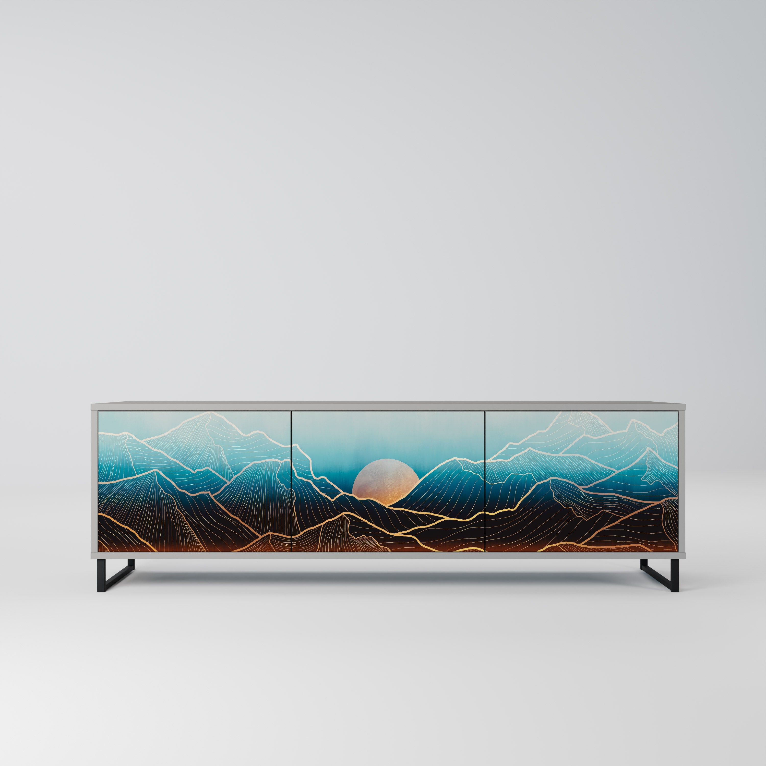 LUNAR SECRETS Móvel de TV com 3 Portas em Acabamento Cinzento