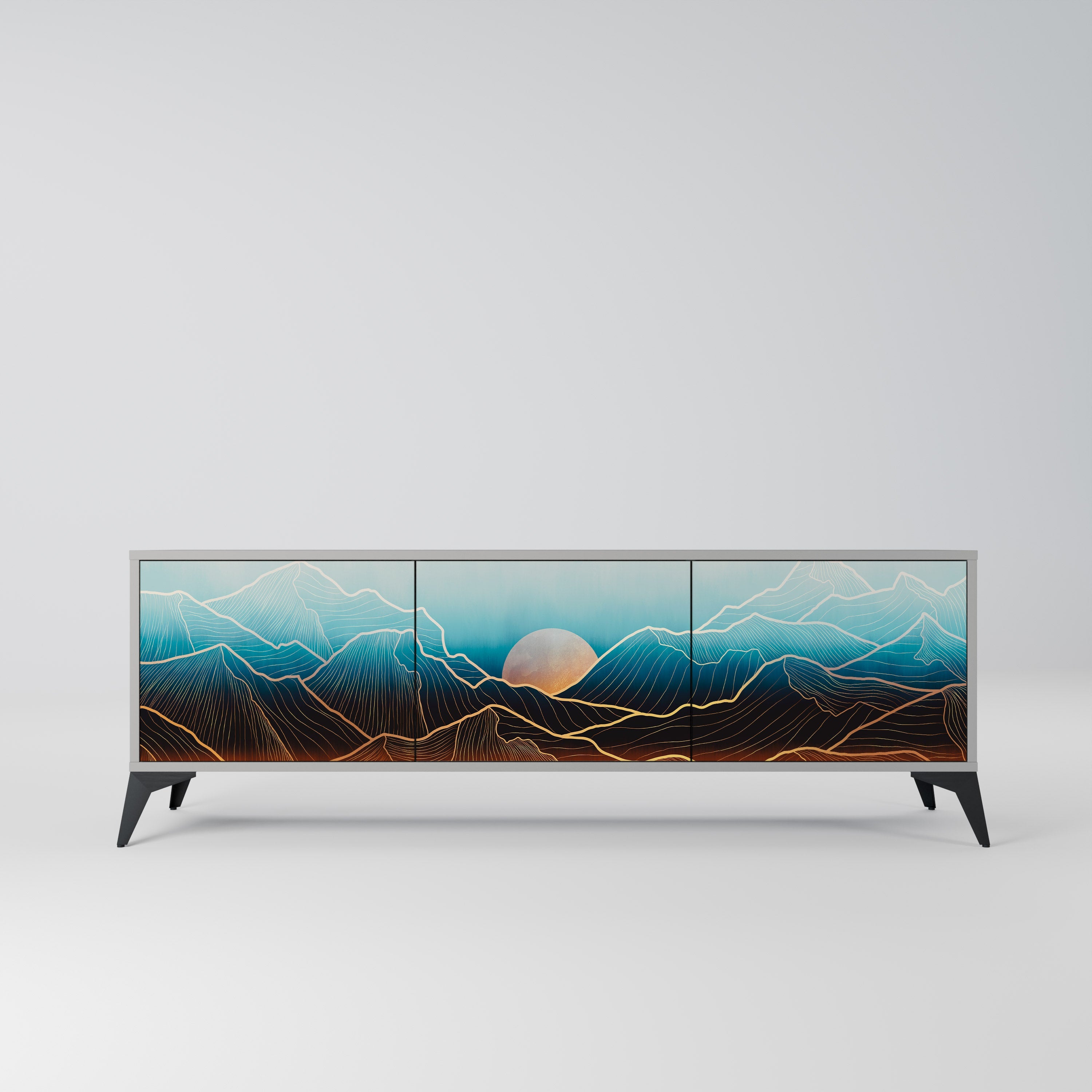 LUNAR SECRETS Móvel de TV com 3 Portas em Acabamento Cinzento