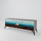 LUNAR SECRETS 3-Door TV Stand in Grey Finish